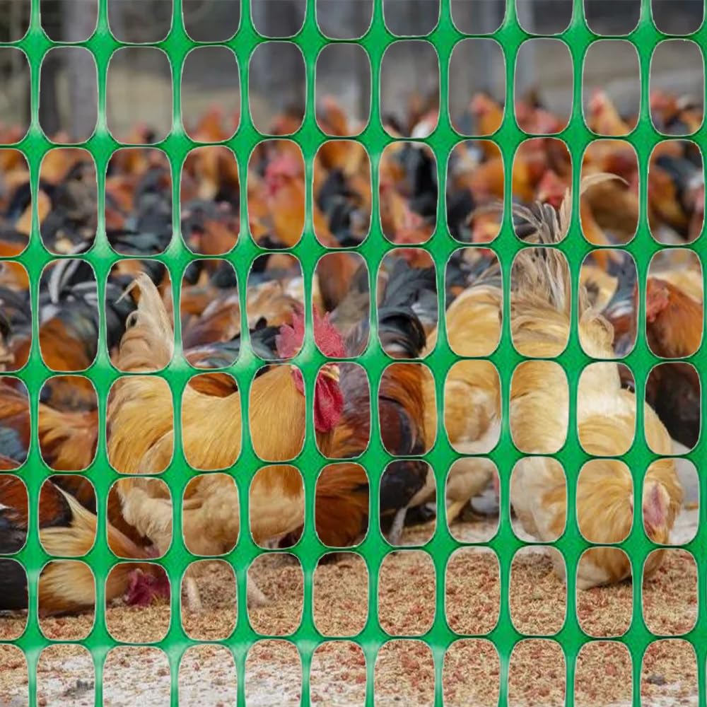 4x100 Ft Green Garden Fence Animal Barrier Reusable Netting Plastic Roll Temporary Pool Construction Fencing for Poultry Dogs Safety Snow Fences Durable Yard Pet Mesh (Green)