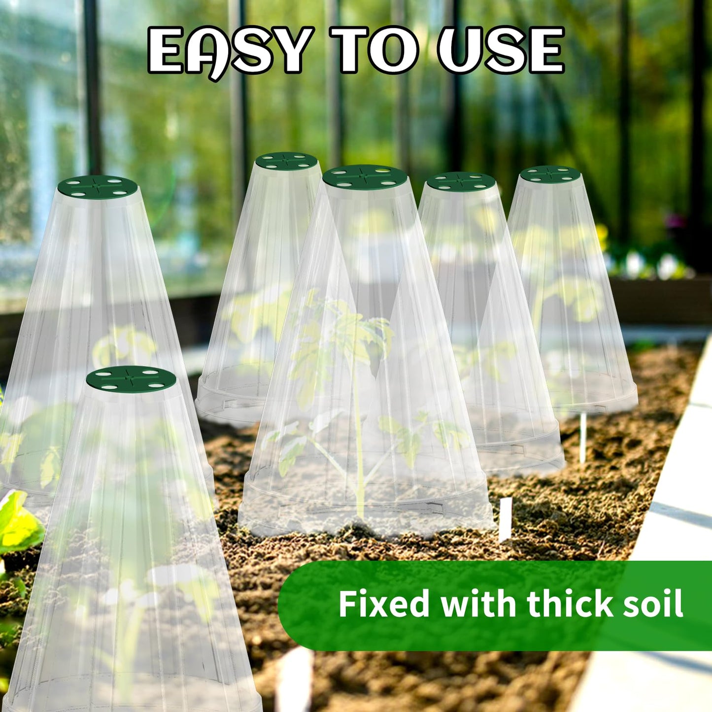 Garden Cloches for Plants, Garden Cloche with Rotary Vent, Reusable Bell Plant Covers, Plant Cloche Protectors from Animals Snails Birds Chickens, 7.9" H X 6.7" D (Transparent-20PCS)