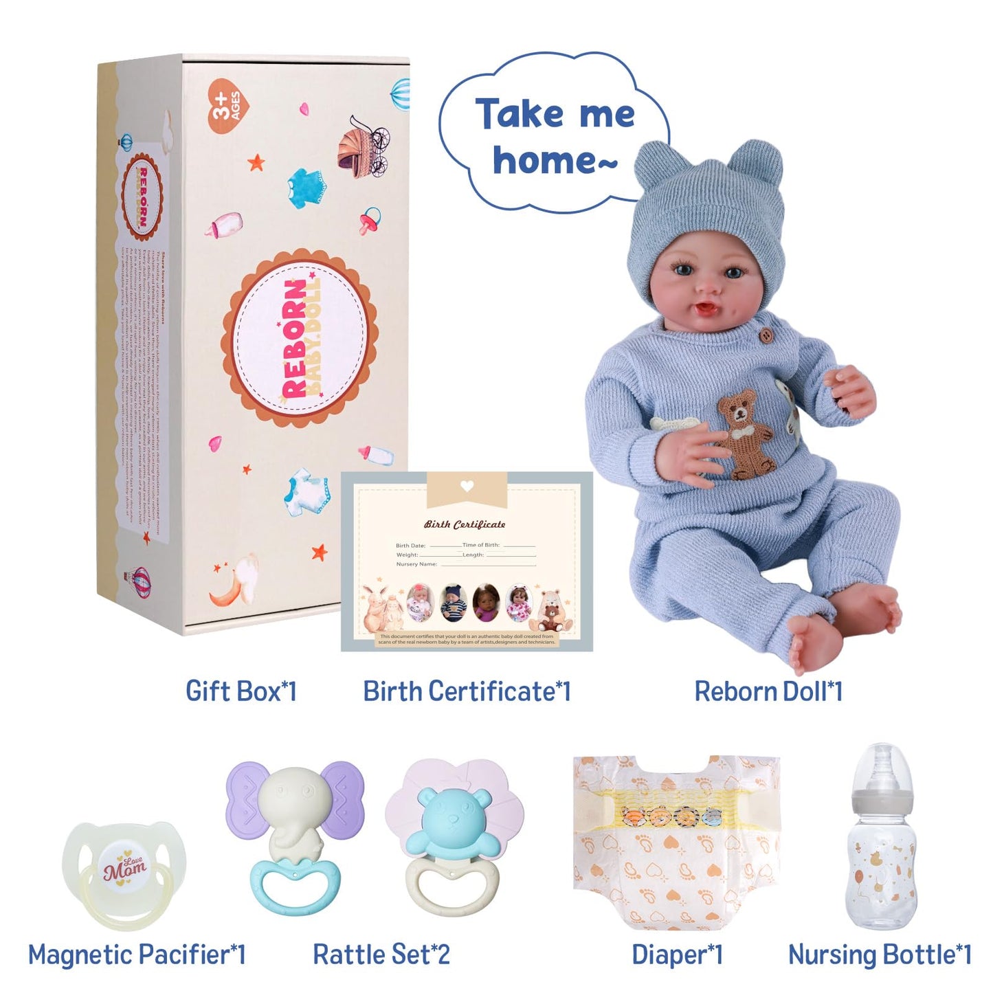 BABESIDE Reborn Baby Dolls Boy - 17 Inch Lifelike Newborn Baby Doll Handmade Real Life Baby Dolls Reborn Toddler with Soft Cloth Body Gift Toys for Kids Age 3 +