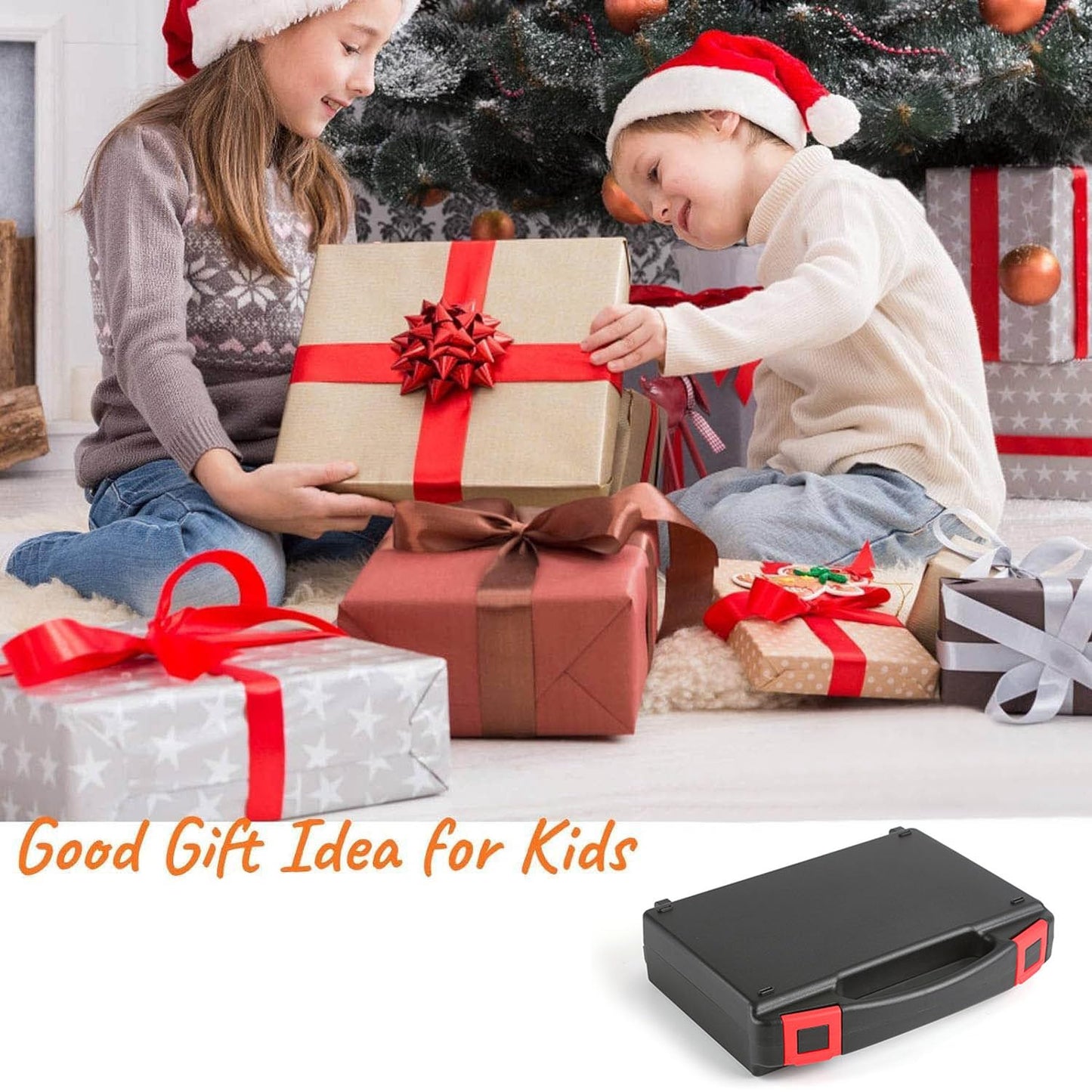 QeeHeng Kids Tool Set，Kids Real Tool Kit with Real Hand Tools, Children Construction Beginner Learning Tools Hammer Box for Home DIY Building and Woodworking, Great Gift for Boys & Girls