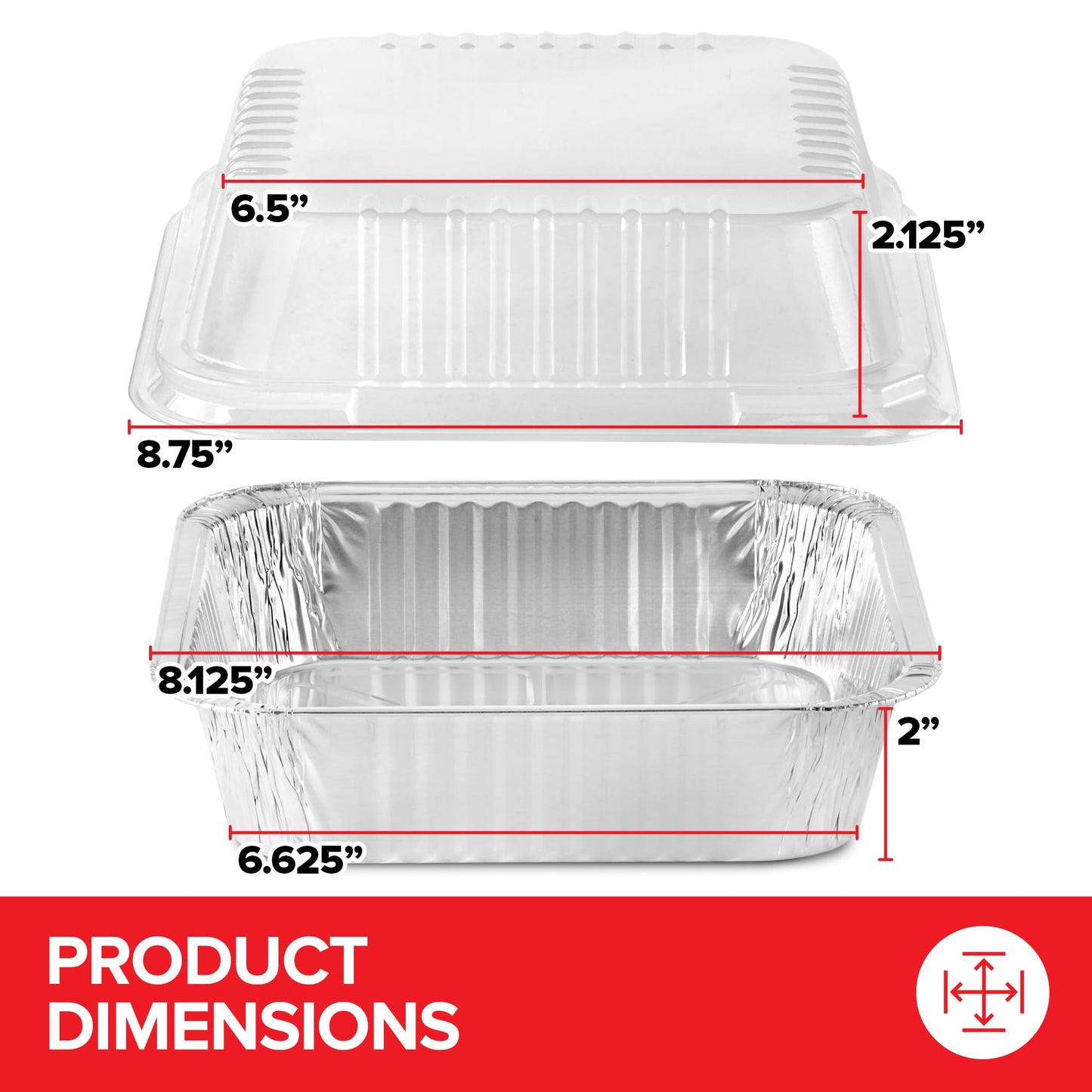 Stock Your Home (50 Pack) 8x8 Disposable Baking Pans with Lids, Heavy Duty Square Aluminum Cake Pan with Lid, Foil Trays with Clear Plastic Cover, Food Take Out Container for Baked Goods