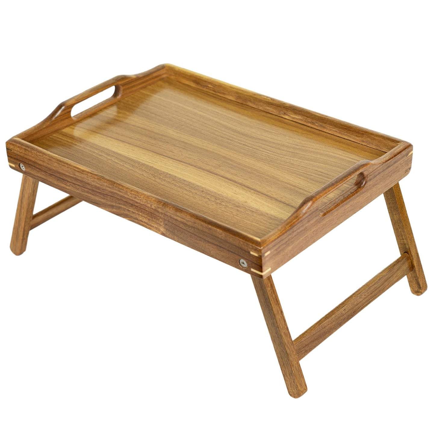 Utoplike Acacia Bed Table Tray for Food Serving, Breakfast Trays for Eating in Bed, Wooden Foldable Serving Table for Sofa