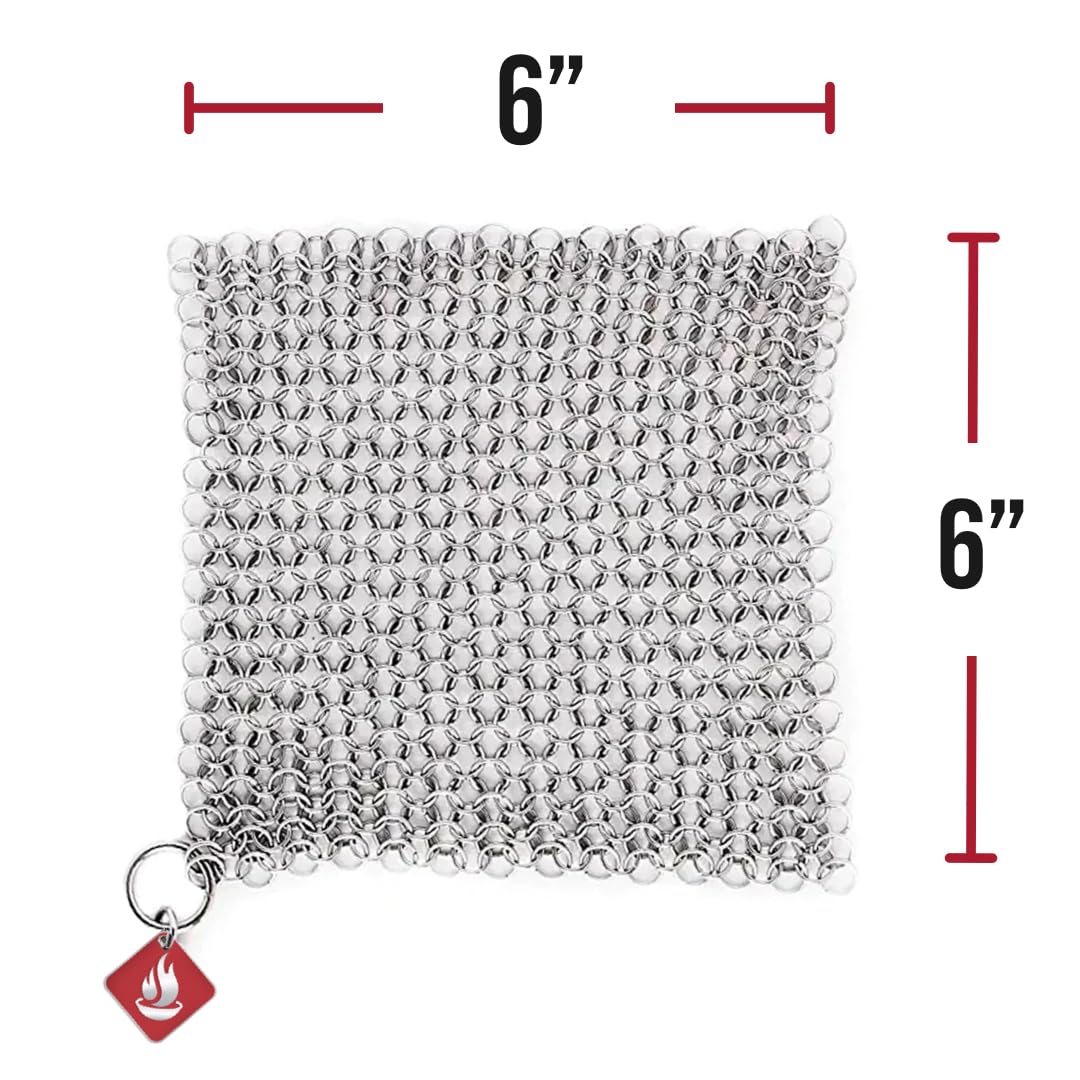Knapp Made CM Scrubber 6" Small Ring Cast Iron Scrubber - Cast Iron Cleaner for Hard Anodized Cookware, Pre-Seasoned Pans, Dutch Ovens, Iron Pans, Grills and Skillet. Chain Mail Scrubber Cast Iron