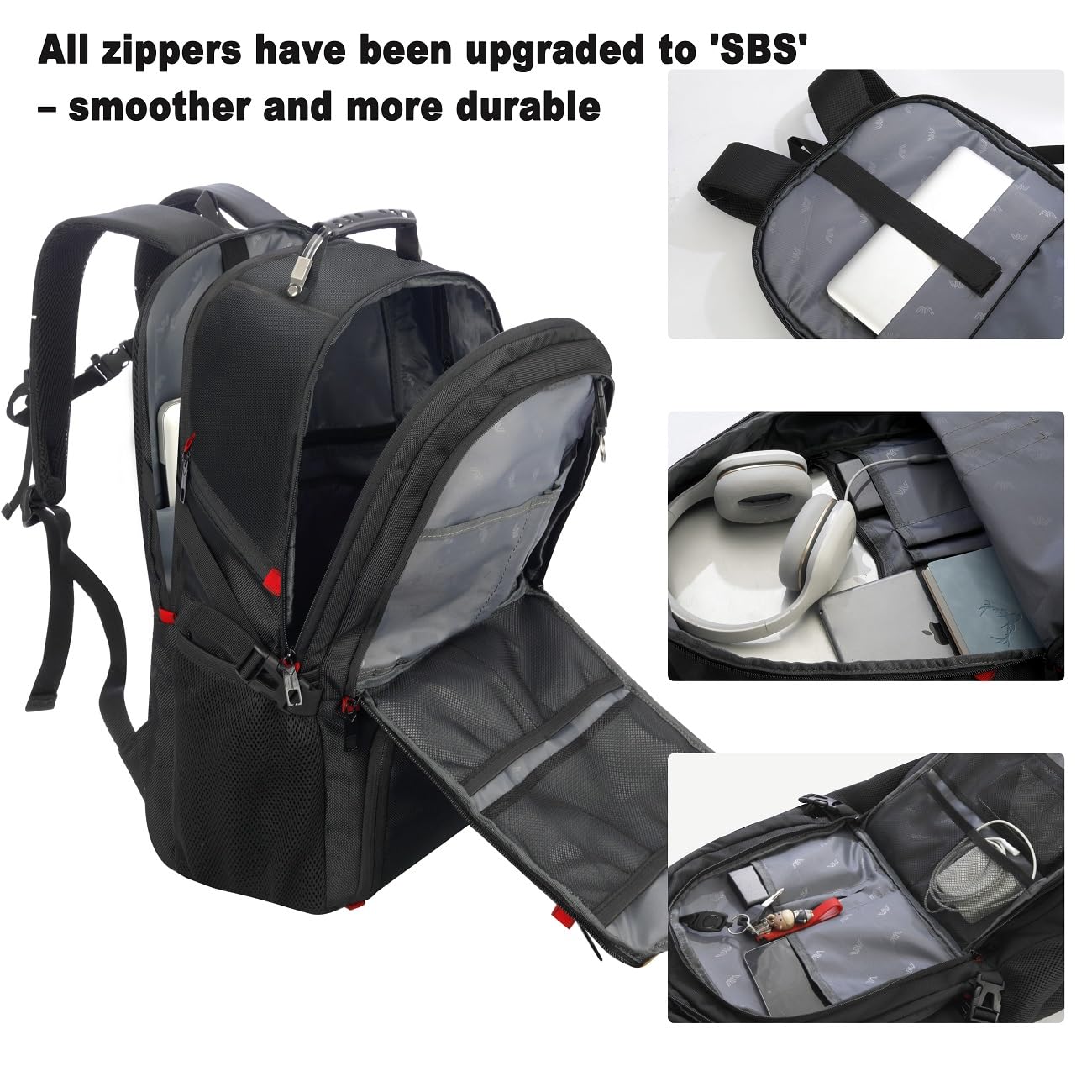 18.4in Men Laptop Backpack with Shoe Compartment for Gym Hiking Business,Large Travel Bag with PC Compartment,Black