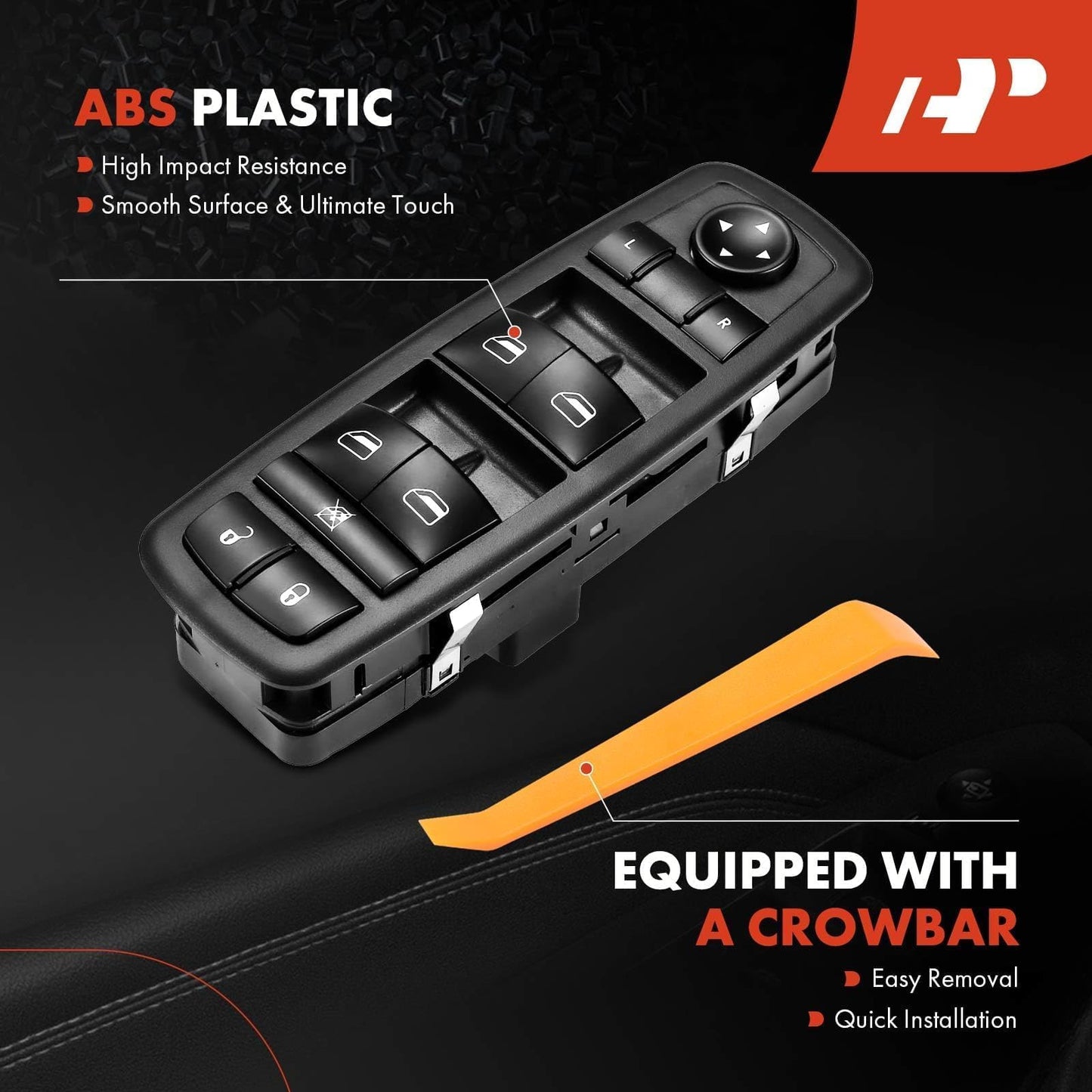 A-Premium Front Driver Side Master Power Window Switch W/O Auto Function Compatible with Chrysler 200 2015 2016 & Dodge Dart 2013 2014 2015 2016 & Jeep Cherokee 2014 2015 2016, Replace# 68271203AB