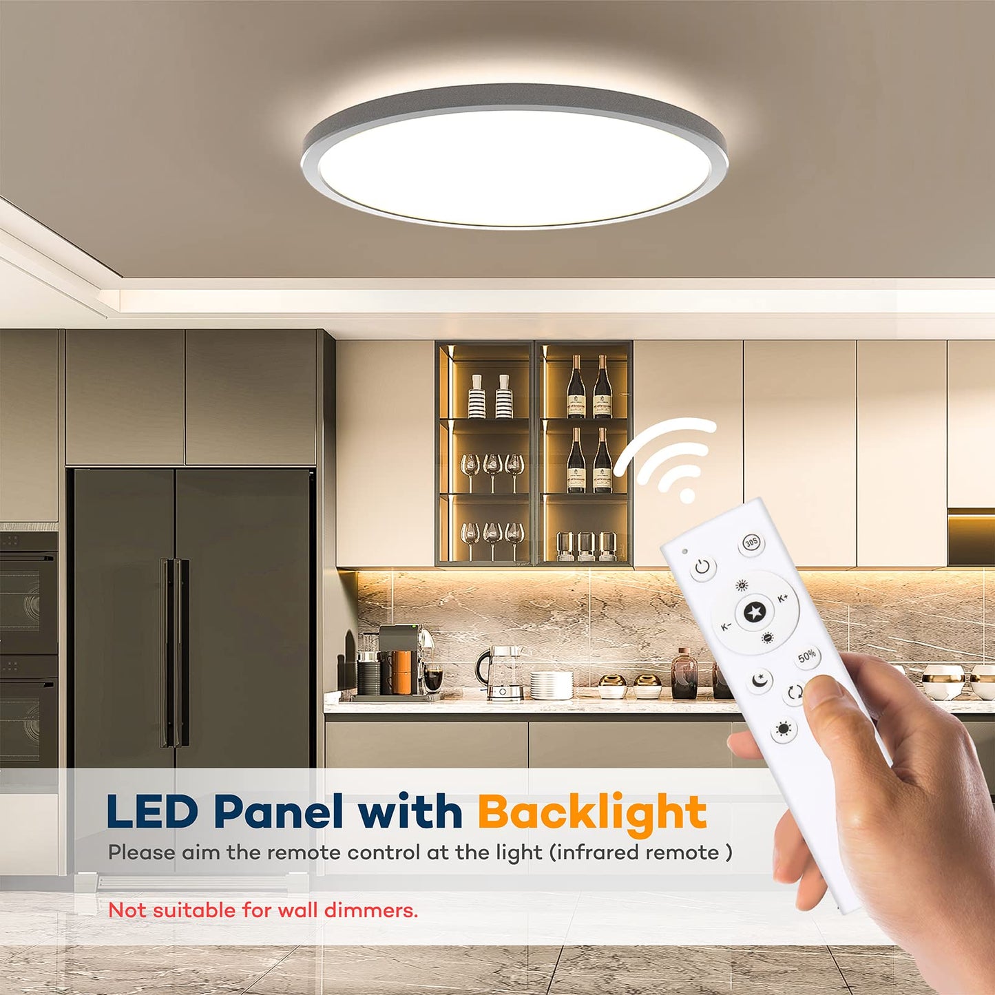 BLNAN Dimmable LED Flush Mount Ceiling Light Fixture with Remote Control, 12Inch 3000K-6500K Light Color Adjustable, Modern Ultra-Thin Ceiling Lamp for Bedroom Kitchen, Wired
