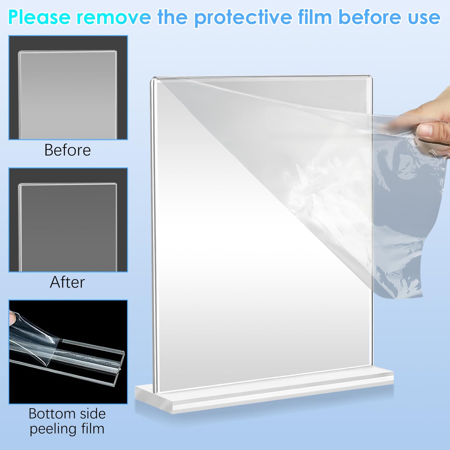 Acrylic Sign Holder 8.5 x 11 Vertical Clear Signs Display Stand Double-Sided Plastic Flyer Holder Stand for Restaurant Office School Store and Home (T Shape 12 Pack)