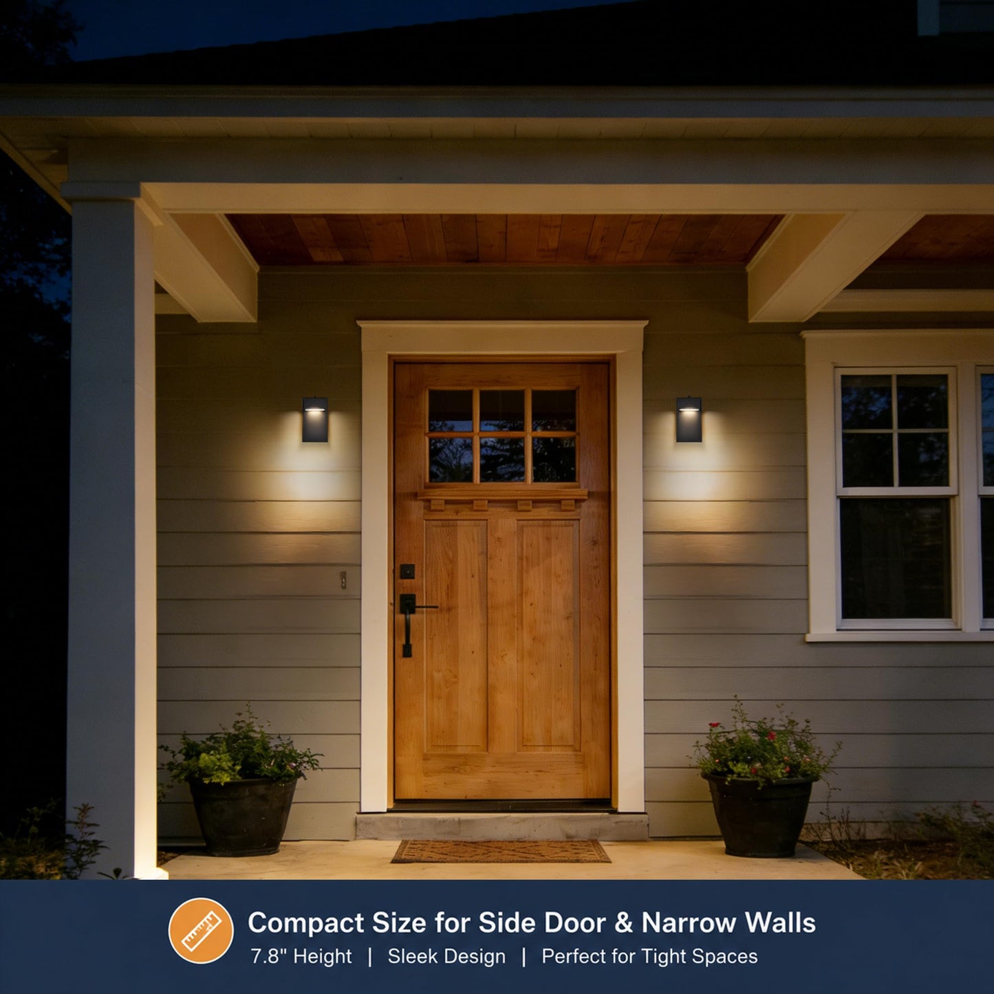 Outdoor Light Fixtures with Dusk to Dawn Sensor, White LED Porch Lights, 3000K Warm White, Rust-Resistant Modern Waterproof Wall Lantern for for Porch, Patio, Garage, Entryway