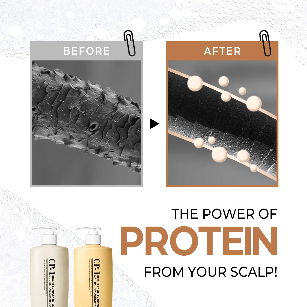 CP-1 Salon Care Nourishing Hair Shampoo + Conditioner Set, Korean Beauty for Dry Damaged Hair 500ml Set