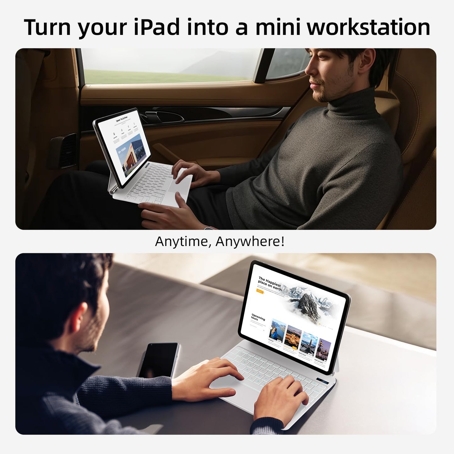 for iPad Pro 13 inch case 2024 with Keyboard M4,Magnetic Attach,Multi-Gesture Trackpad,7-Color Backlit,Shortcut Keys,Auto Sleep/Awake,Magic Keyboard for iPad Pro 13-inch M4 2024,White