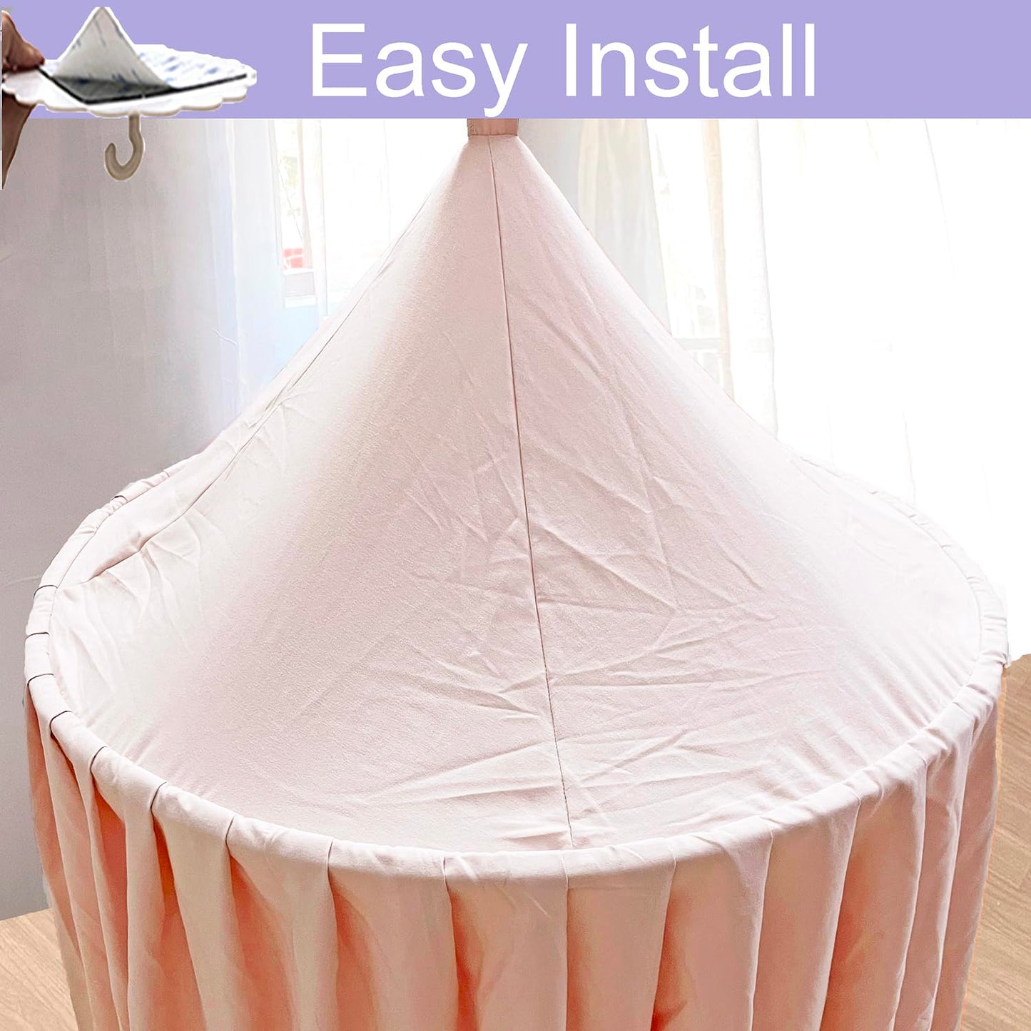 Extra Large Kids Bed Canopy for Girls Boys Bedroom Decor, Crib Nursery Hanging Light Blocking Reading Nook (Coral Pink)