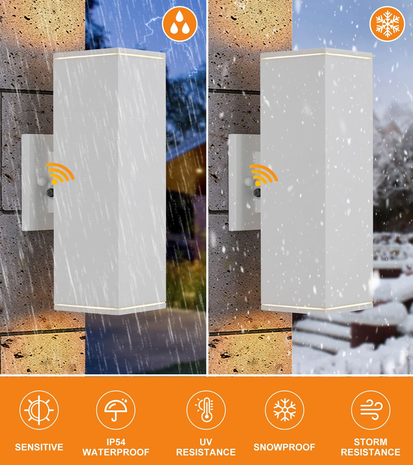 Dusk to Dawn Outdoor Lights Wall Mount, 2 Pack Waterproof Exterior Light Fixtures, Modern Anti-Rust Sensor Garage Lights Outdoor Wall Sconce Porch Lights Wall for House, Doorway, White, YOFOVI
