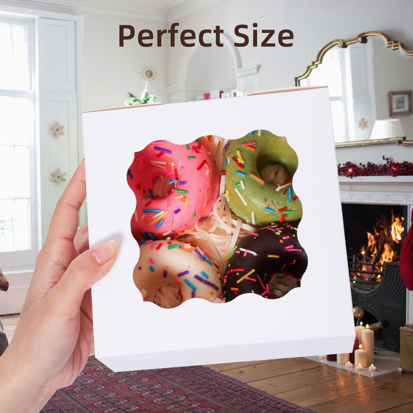 100 Pcs White Bakery Boxes with Window, 6x6x3 inches Cookie Boxes Macaroon Boxes Small Treat Boxes Mini Cake Boxes for Dessert, Pastry, Sturdy Take Out Container for Party Wedding Favor