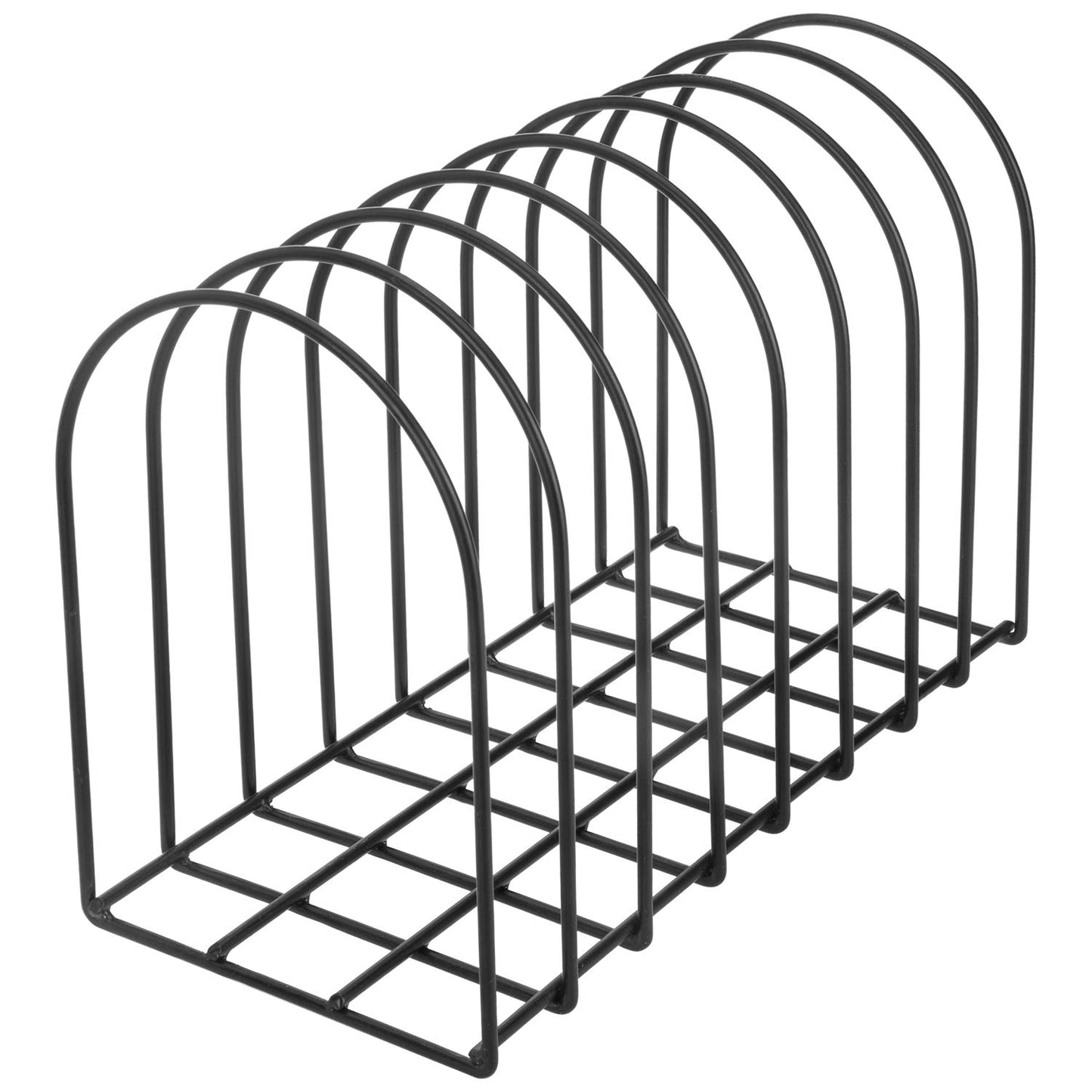 MyGift Large Desktop Document Holder, Binder Organizer Holder for desk, Black Metal Wire File Folder Organizer Rack with 8-Slots and Arch Design