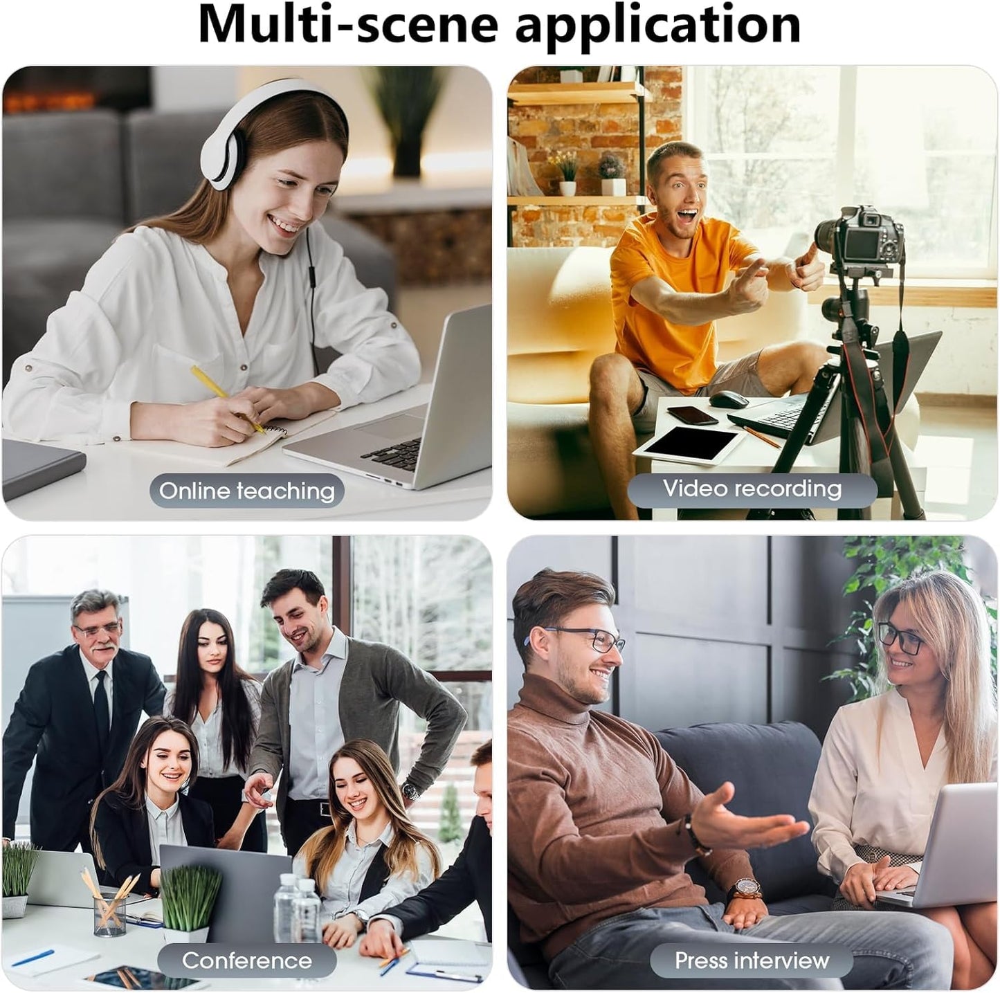 Wireless Lavalier Microphone for iPhone/Android/Camera/Computer - 4 in 1 Clip-on Microphone with Noise Reduction for Outdoor Vlogging, Interview, TikTok, Live Streaming, Video, Vocal Microphones