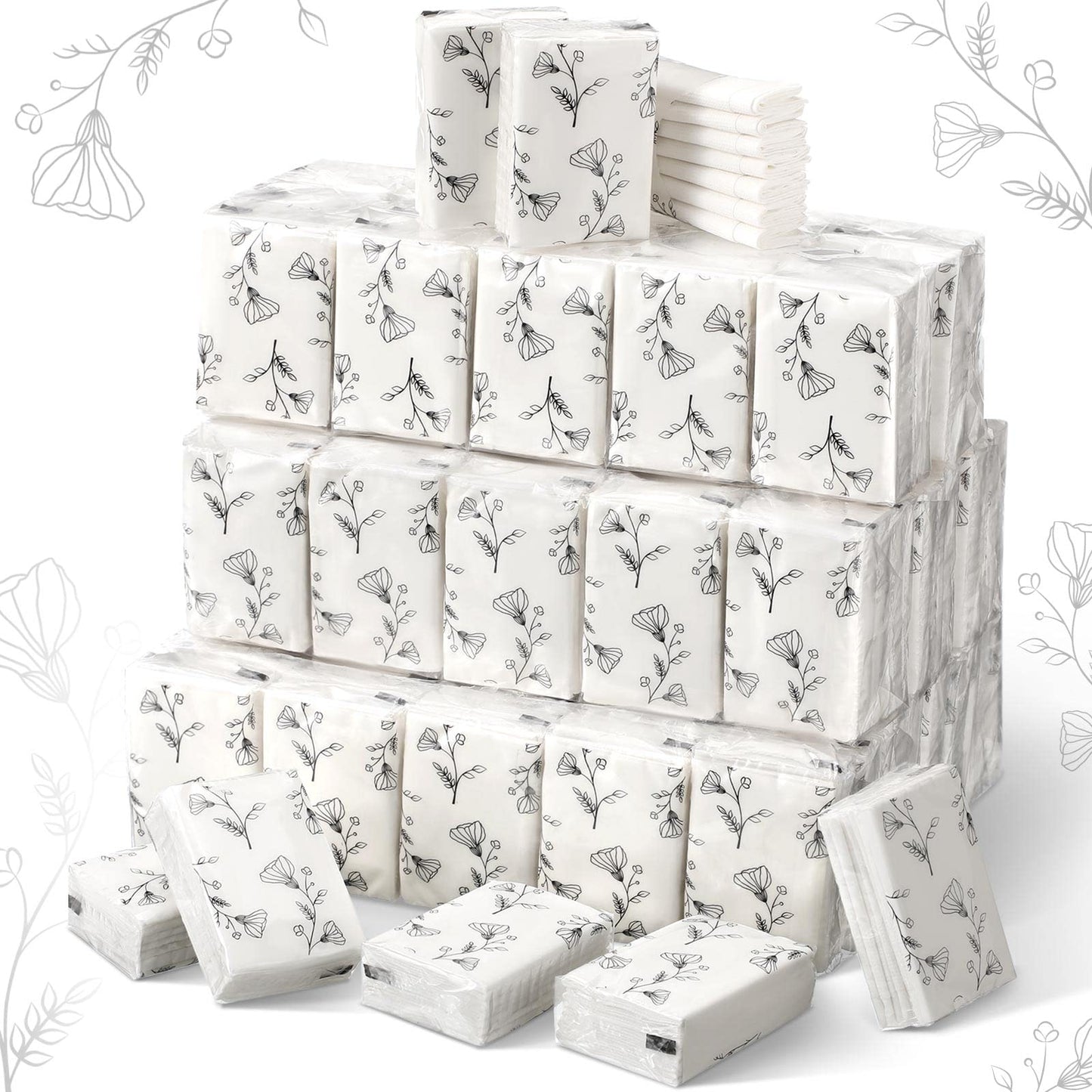 Yinder 100 Pcs Pocket Tissues Bulk Wedding Mini Tissues Travel Size Facial Napkin Bulk for Guests 3 Ply Facial Napkins for Wedding Bride Shower Bachelorette Celebration Party Favors