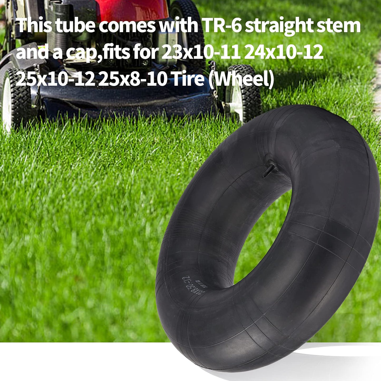 Carkio Replacement Premium 23x10-11 24x10-12 25x10-12 25x8-10 Utility Tire Inner Tubes with TR-6 Straight Valve Stem Compatible with Lawn and Garden ATVs ETC - 1PACK