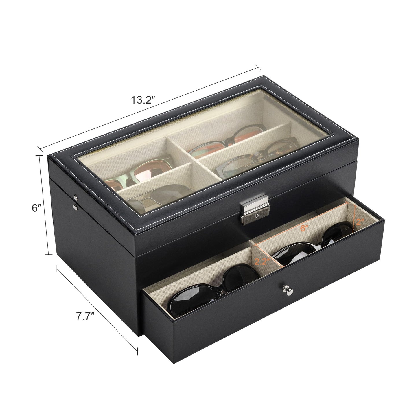 CO-Z Leather Multi Sunglasses Organizer Box for Women Men, Eyeglasses Eyewear Display Case, Sunglass Glasses Storage Box (12 Slot)