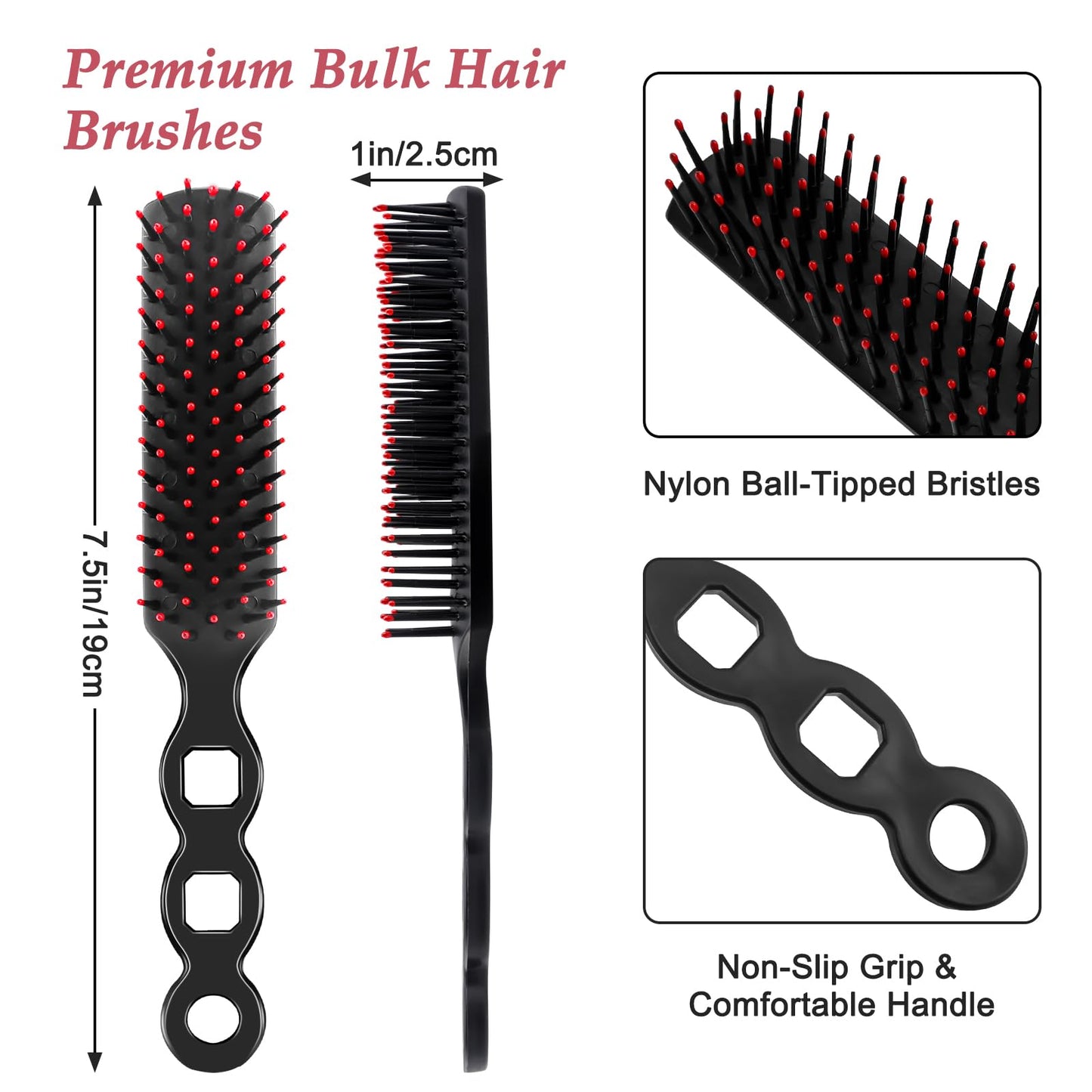 MAGDIY 120 Pack Hair Brushes Bulk for Women, Homeless Supplies Bulk, Travel Detangling Disposable Hair Brush Set, Individually Wrapped Hairbrushes Supplies for Hotel Charity Shelter Church (Black)