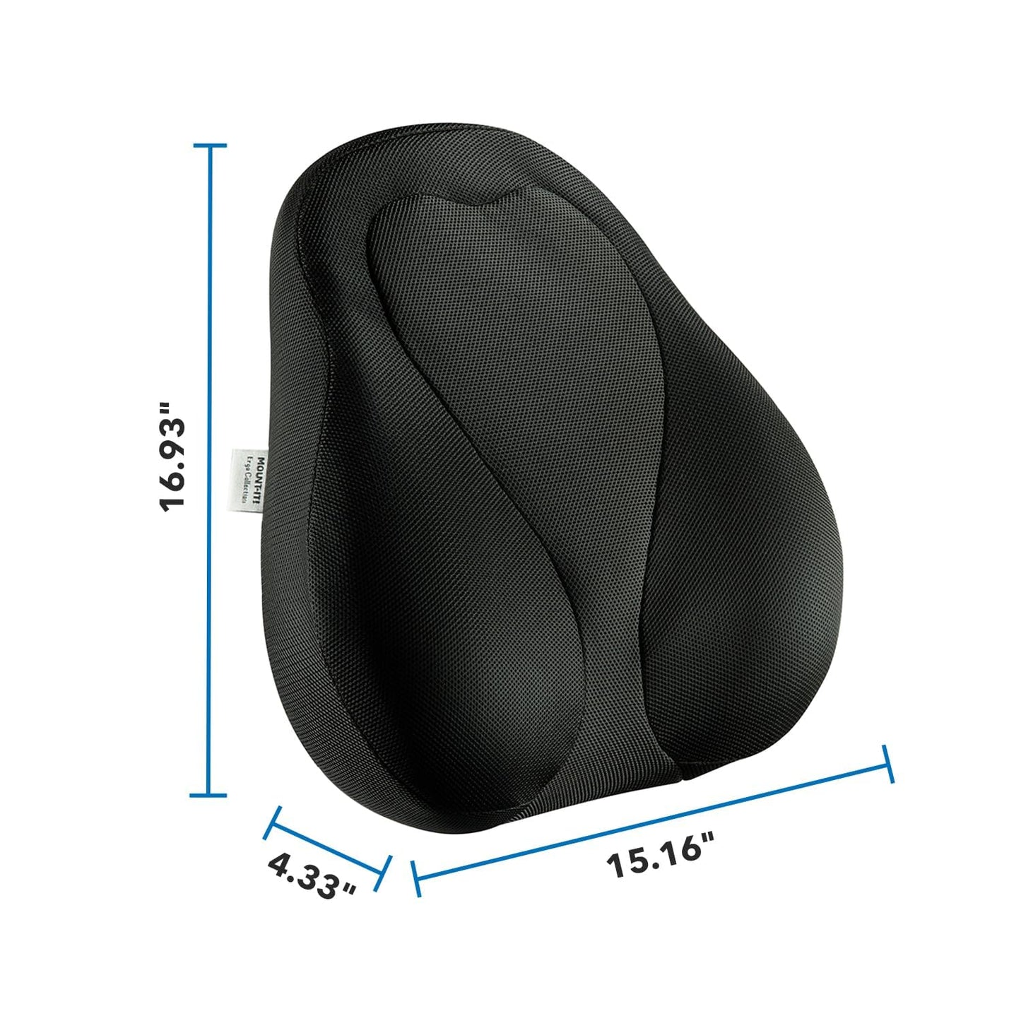 Mount-It! Office Chair Cushion, Lumbar Support Pillow for Office Chair, Back Support for Work, Office, Gaming with Memory Foam Filling for Back Pain Relief, Improve Posture, Black with Washable Cover