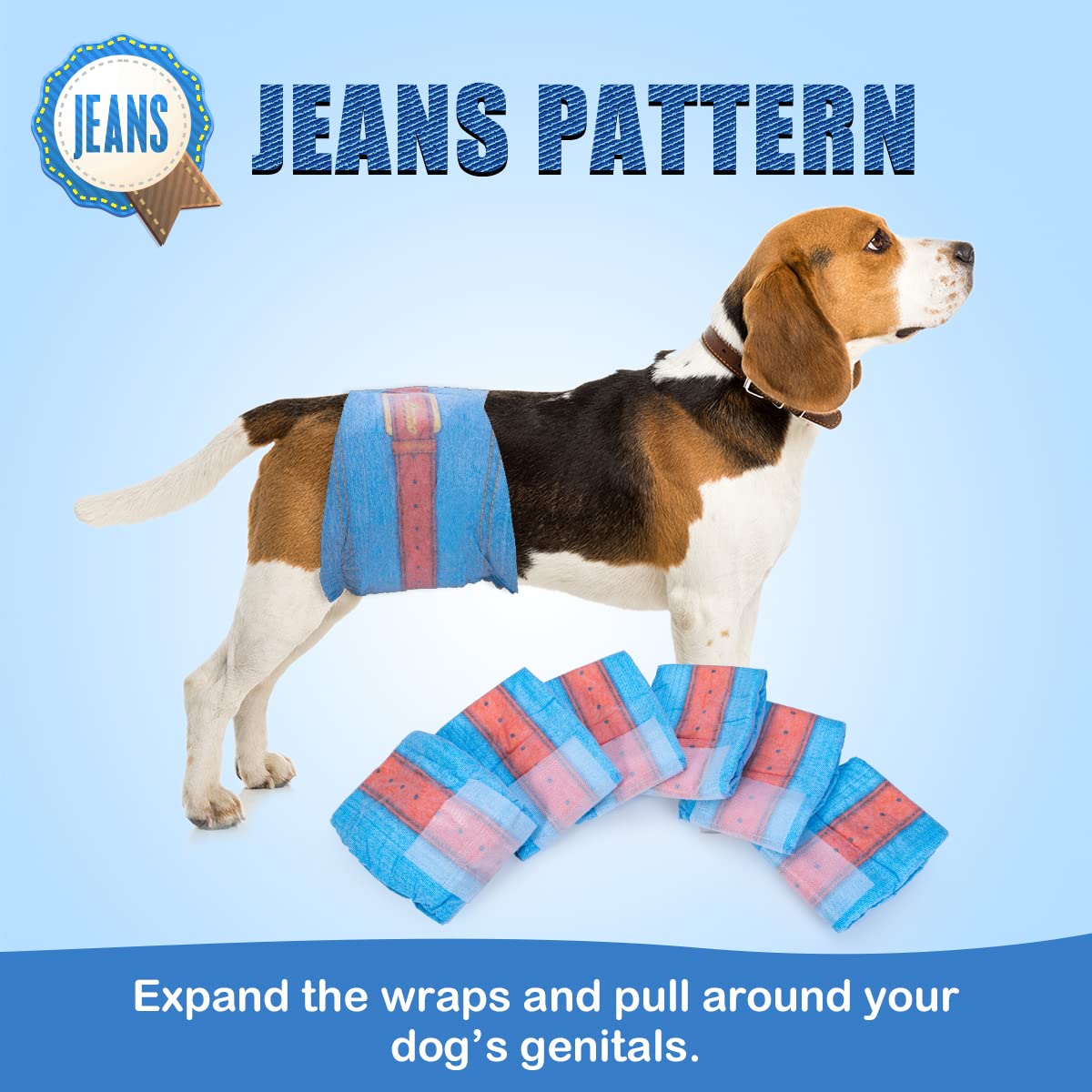Dono Disposable Dog Diapers Male-Dogs Jeans Super Absorbent Soft Pet Diapers Doggie Wraps for Male Puppy Dogs, Leak Protection Excitable Urination or Incontinence