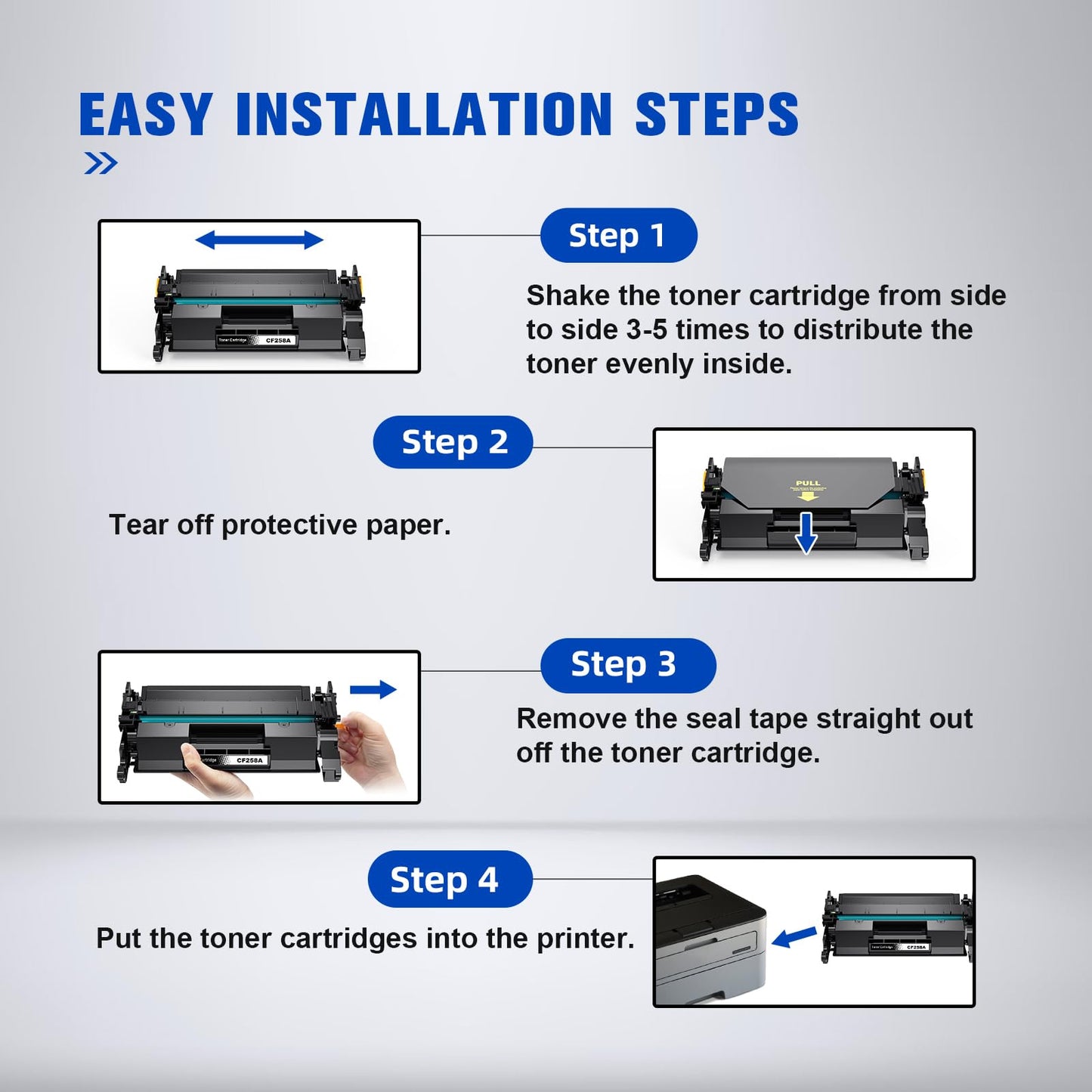 [with chip] 58A CF258A Compatible Toner Cartridges Replacement for HP CF258A 58A 58X CF258X Work with HP Laserjet Pro MFP M428fdw M428fdn M428dw M404 M428 M404n M404dn M404dw Printers(2-Black)