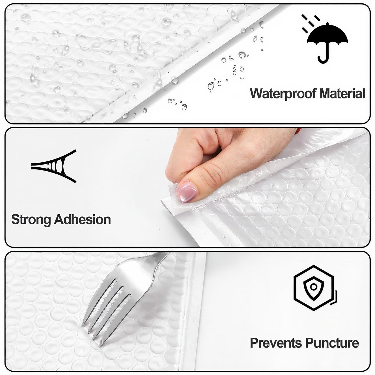 Nicunom 100 Pack Bubble Mailers 6x10", Usable Size 6x9" Self Seal Padded Envelopes Opaque Poly Wrap Bubble Bags Waterproof Shipping Bags for Small Business Mailing Makeup Jewelry Gifts, White