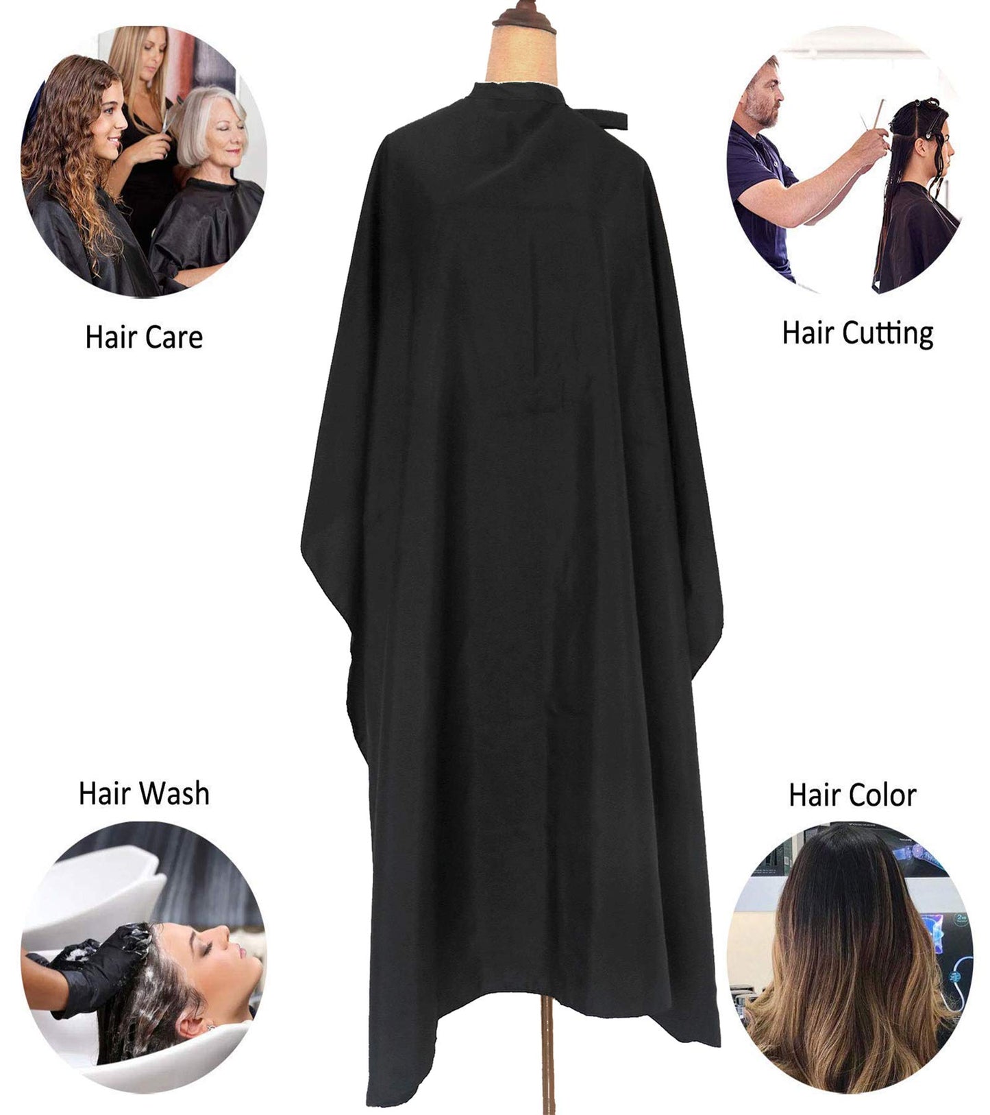 Salon Barber Hairdressing Capes with Snaps Hair Cutting Cape Hair Stylist for Women Men Adults Kids Black Waterproof (10PCS)