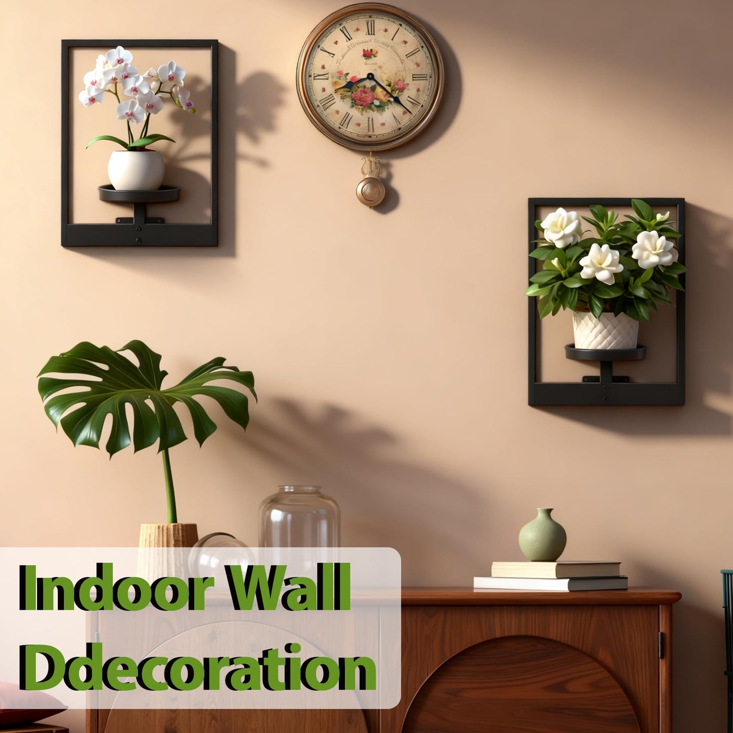 Vitalsvn Wall-Mounted Plant Stand 3 Pack Planter Holoder Metal Wall Stand for Plant Indoor Outdoor Hanging Plant Holder Plant Picture Frame Wall Rack