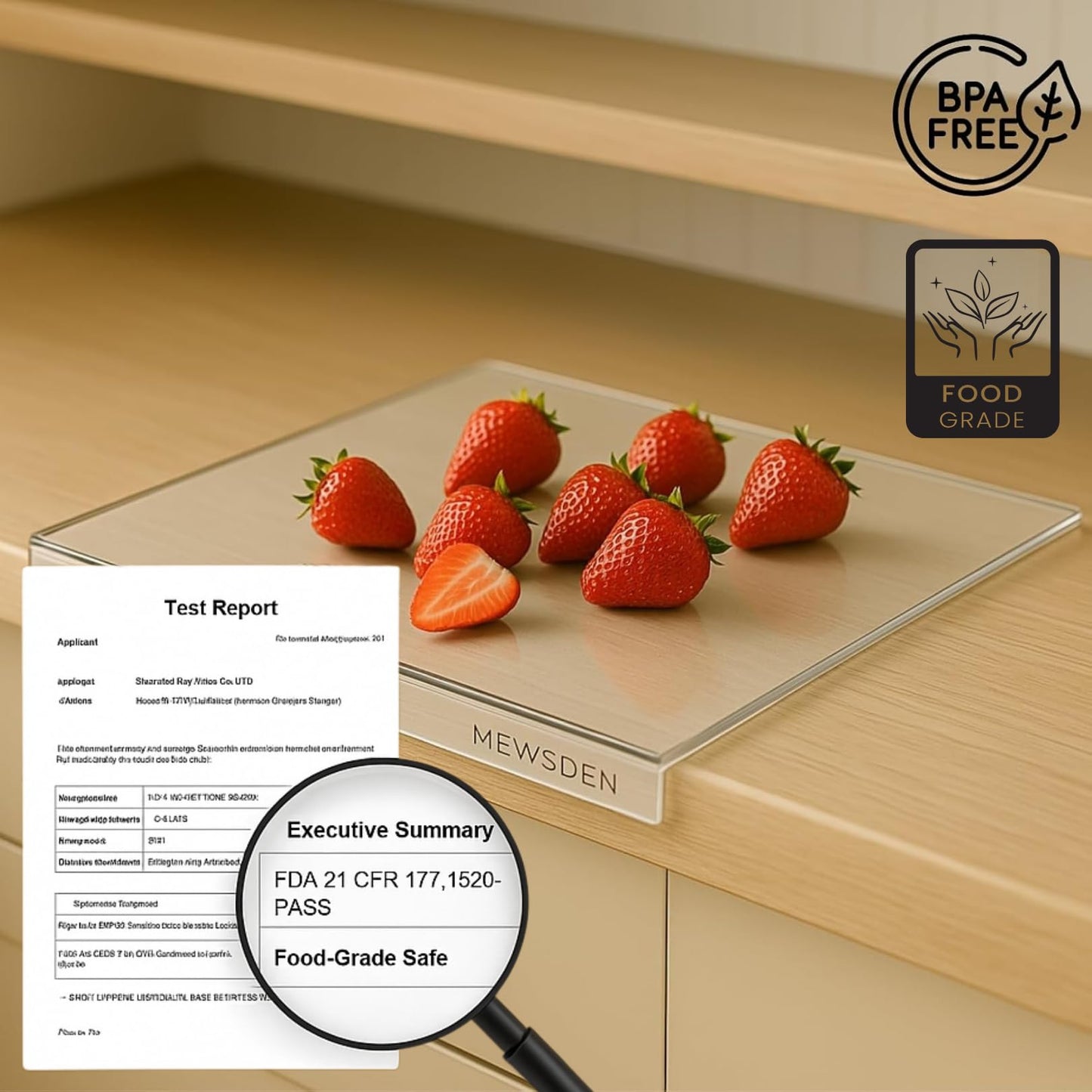 Acrylic Cutting Boards for Kitchen Countertop - Clear Cutting Boards with Counter Lip Non-Slip Cutting Board Counter Protector, Aesthetic Kitchen Decor, Great for Fruit, Bread, Veggies 16.1"x12.5"