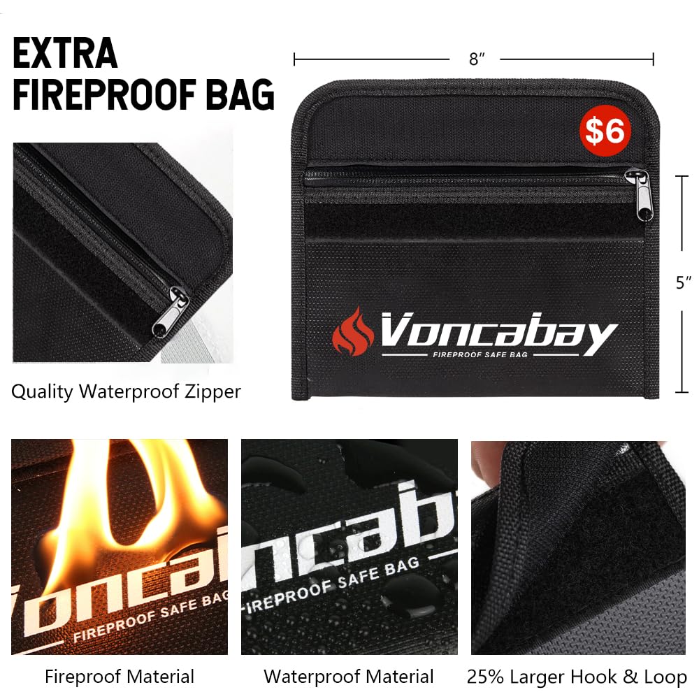 Voncabay Money Safe Box for Home with Sensor Light & Fireproof Money Bag for Cash Safe, Security Safe Box for Money Safe with Keys & Pass Code, Lock Box Fireproof Safe with Digital Keypad