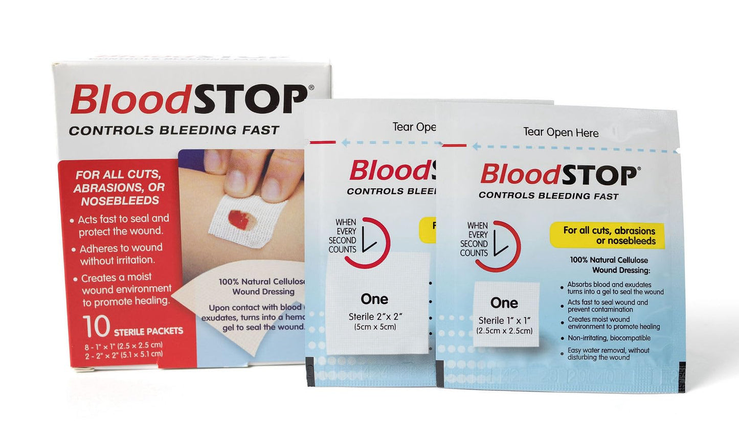 Bloodstop Hemostatic Gauze Controls Bleeding Fast;10 Count