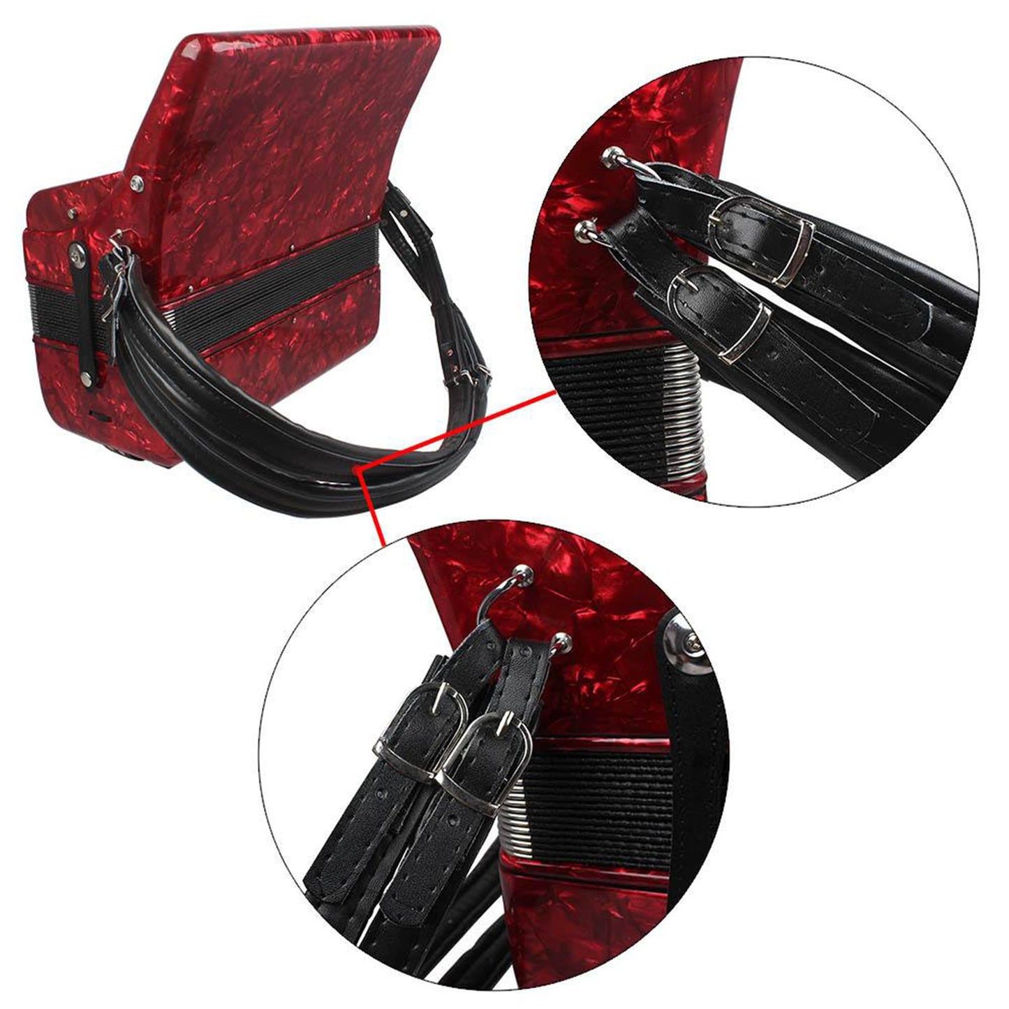 Yibuy 2Pcs Artificial Leather Accordion Straps Black Straps Replacement Musical Instrument Accessories
