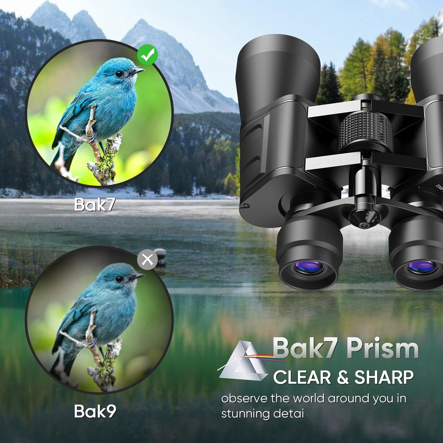10-30x50 High Power Military Zoom Binoculars for Adults, Low Light Night Vision/Daily Waterproof / BAK7 Prism/FMC Lens, HD Professional Binoculars for Bird Watching, Hunting, Outdoor, Hiking.