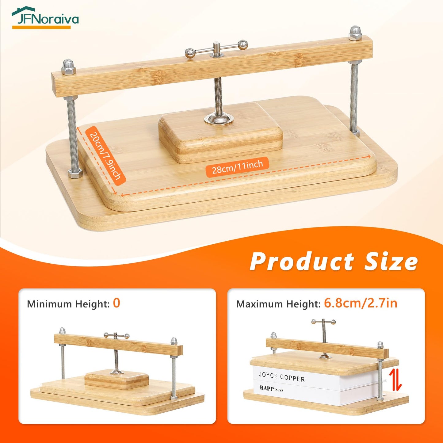 JFNoraiva Book Binding Kits, Bamboo Wood Book Press Suitable for Thin Books, 11 * 7.9 in Bookbinding Press for DIY Bookbinding, Books Repair, Handmade Crafts