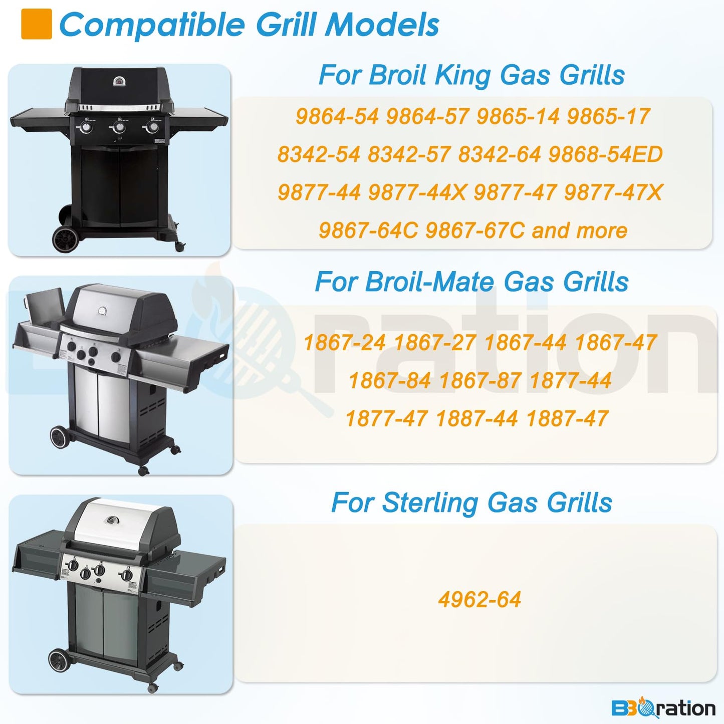 BBQration 14 5/16" Grill Burner for Broil King Grill Replacement Parts 9865-54 9468-54 9468-84 Signet, Sovereign, Grill Parts for Broil King BBQ Parts, Broil-Mate, Sterling and More