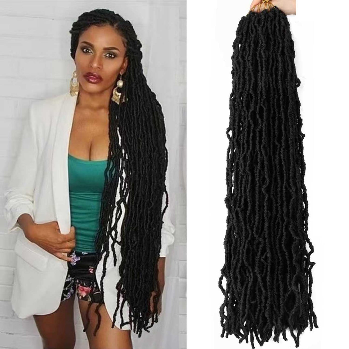 7 Packs Faux Locs Crochet Hair 30 Inch Soft Locs for Distressed Locs Butterfly Locs Crochet Hair for Women (30 Inch(Pack of 7) 1#)