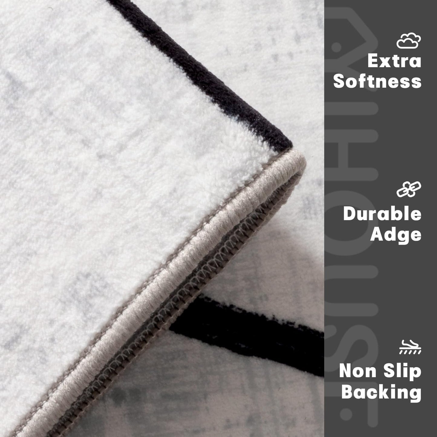 YIHOUSE 5x7 Washable Living Room Rug - Modern Abstract Black and White Area Rug Non-Slip for Bedroom Home Office (Warping, 5x7ft)
