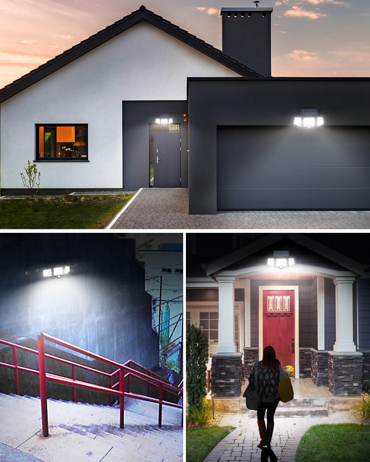 Lepro Solar Lights Outdoor, 2 Pack 1000LM Super Bright Solar Motion Sensor Light Outdoor, IP65 Waterproof Solar Flood Lights Outdoor, 270° Wide Angle, Security Outdoor Lights for Yard, Garden, Garage