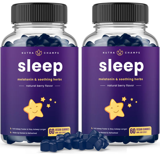 (2 Pack) Sleep Gummies | Melatonin Gummy Enhanced with L-Theanine, Chamomile, Valerian & More | Natural Sleep Aid Supplement Drug-Free | Sleeping Pills Substitute | Vegan & Non-GMO | 120 Gummies