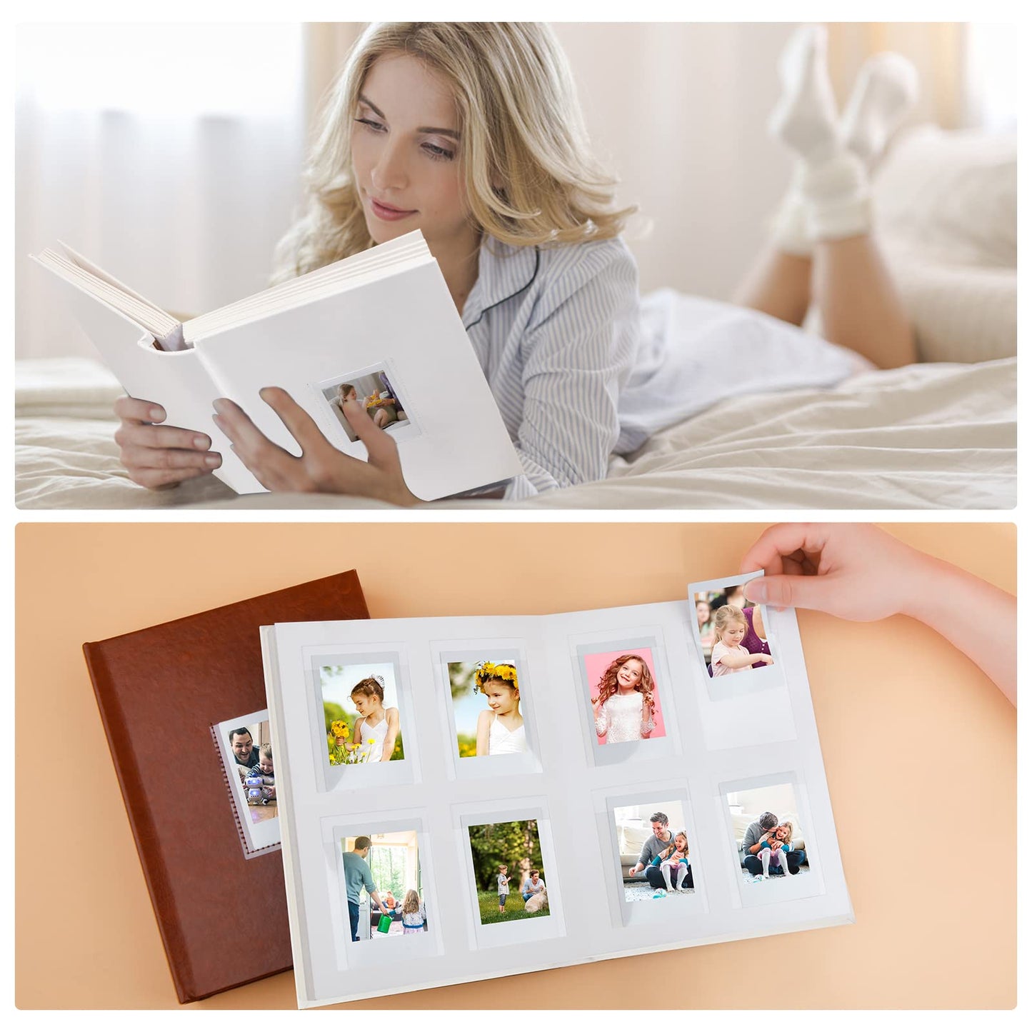 Ruibytree 128 Pockets Instant Mini Photo Album for 2x3 Pictures, Faux Leather Hardcover Fits Polaroid Photo Albums with Writing Space for Fujifilm Instax Mini Series Instant Film, White