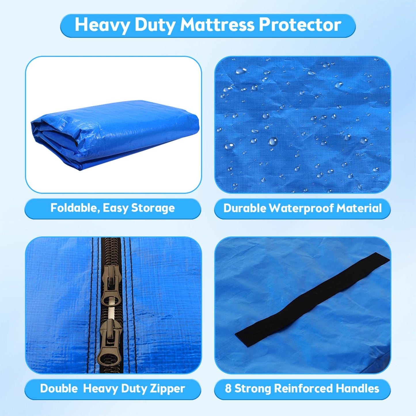 Mattress Bag for Moving, Extra Thick King Mattress Moving Bag with 8 Strong Carrying Handles,Heavy Duty Mattress Bag with Zipper,Reusable Waterproof Mattress Cover Mattress Protector - King Size