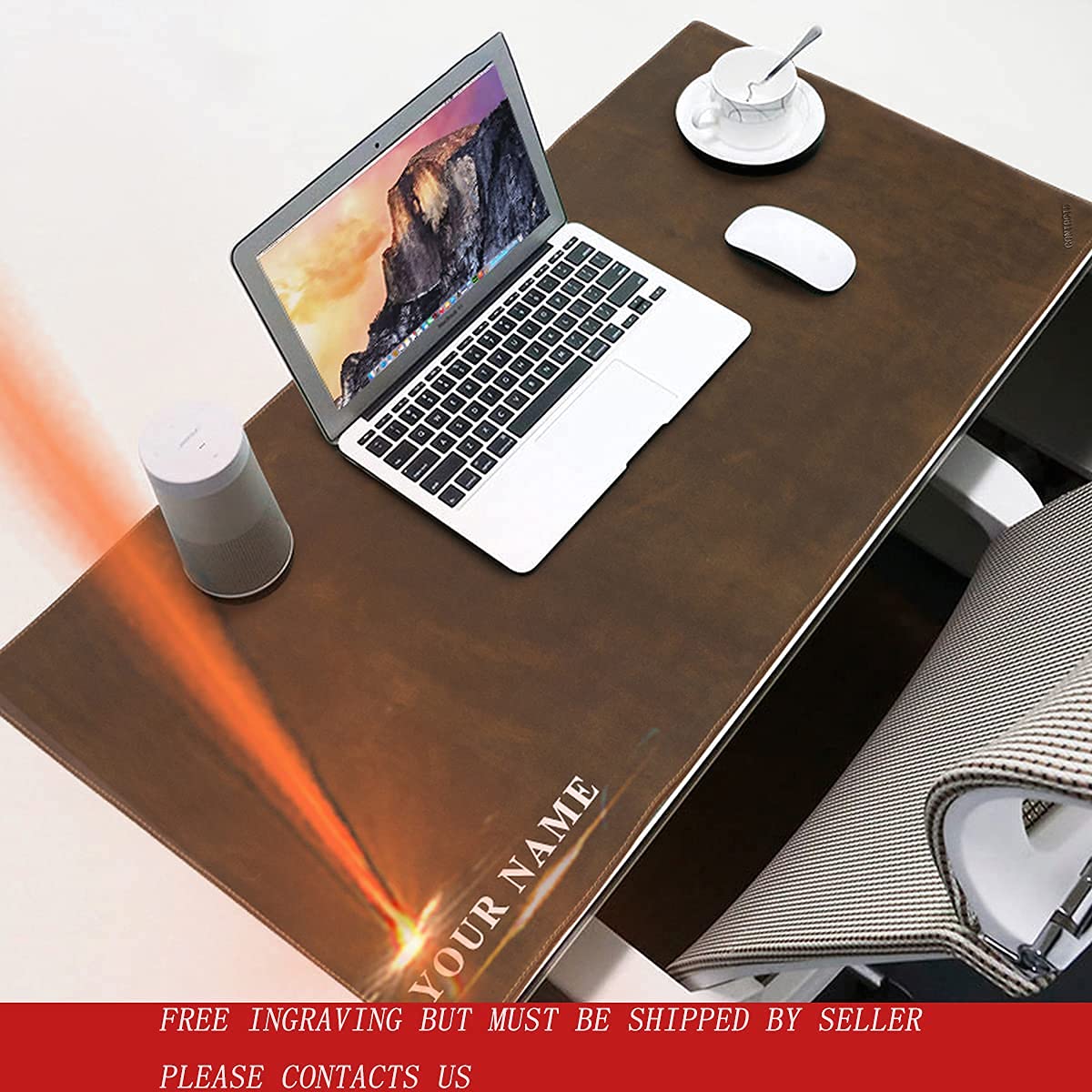 Contact's Genuine Leather Desk Pad Protector,Mouse Pad Laptop Waterproof Mat,Non-Slip Leather Desk Blotter Office Desk Mat Writing Pad
