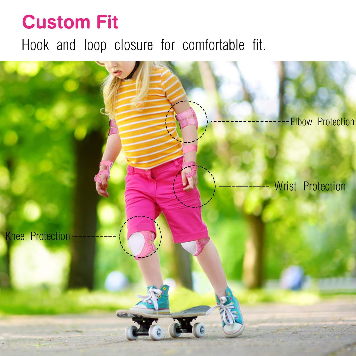 MoKo Kids Bike Helmet, Toddler Helmet for Ages 3-10, CPSC & CE Certified Scooter for Skateboard Roller-Skating Bicycle, Sports Protective Gear Set Knee Elbow Wrist Pads for Boys Girls