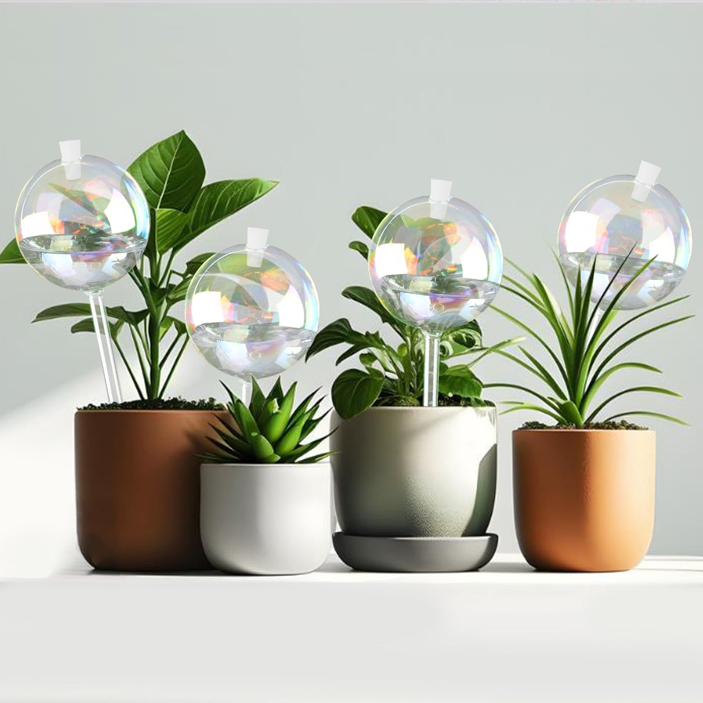 13oz Up to 2 Weeks Large Plant Watering Globes - Self Watering Bulbs and Planter Insert for Indoor & Outdoor Plants, Glass Water Globes Automatic While Away (Large 4-Pack)