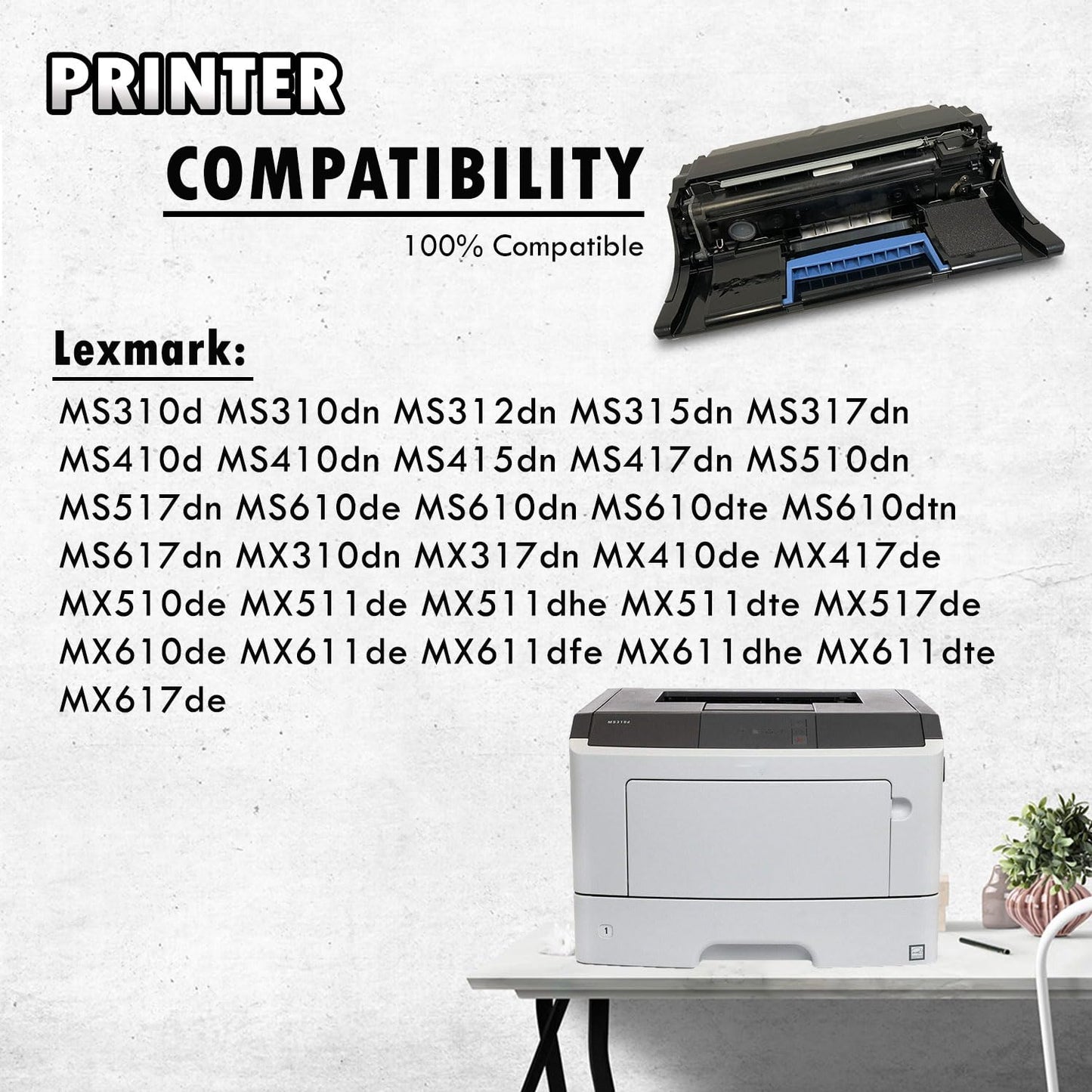 Inkfirst Compatible Drum Unit MX310 MS310 50F0Z00 Replacement for Lexmark MX310 MS310 MS310d MS310dn MS410d MS415dn MS510dn MS610de MX310dn MX317dn MX410de MX510de MX511de MX517de MX610de MX617de