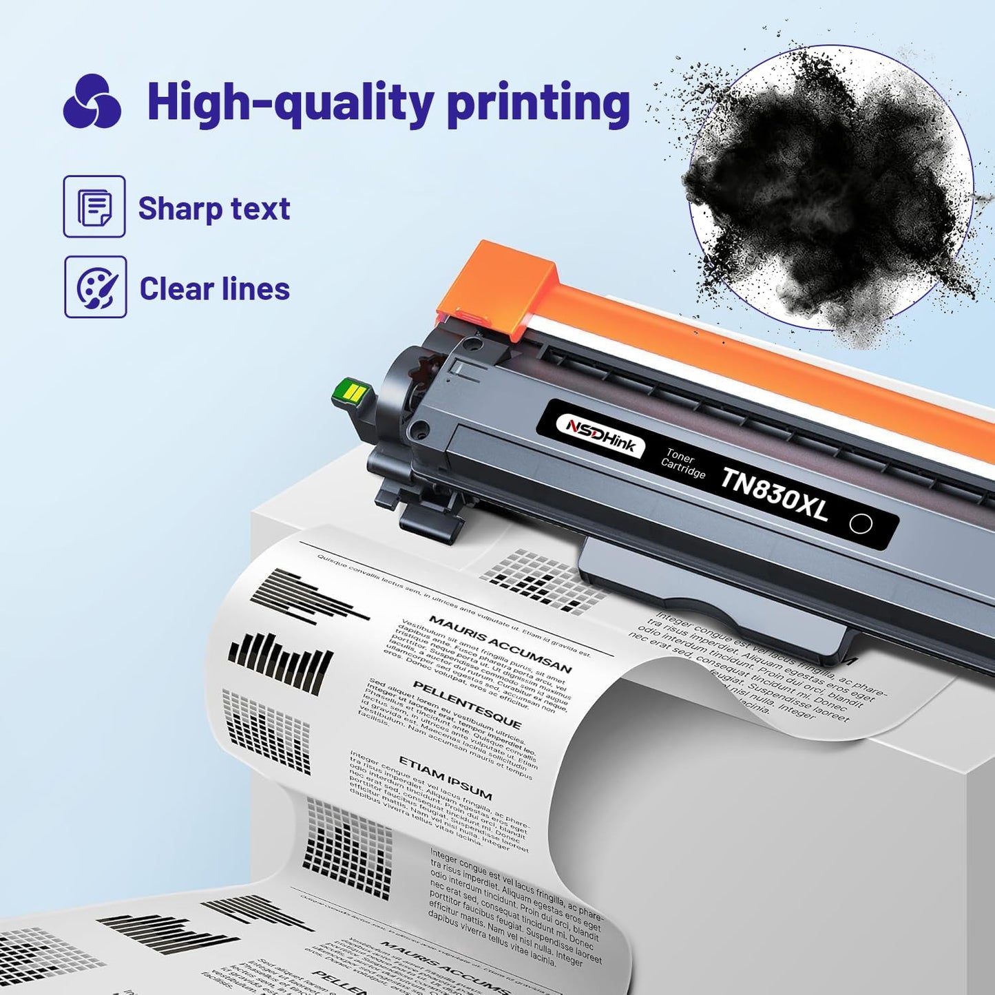 NSDHInk TN830XL Toner Cartridges Compatible (4X 3000 Pages) Replacement for Brotner TN830 XL TN-830 XL High Yield Black Toner for HL-L2460DW DCP-L2640DW HL-L2400D HL-L2405W MFC-L2820DW Toner Printer