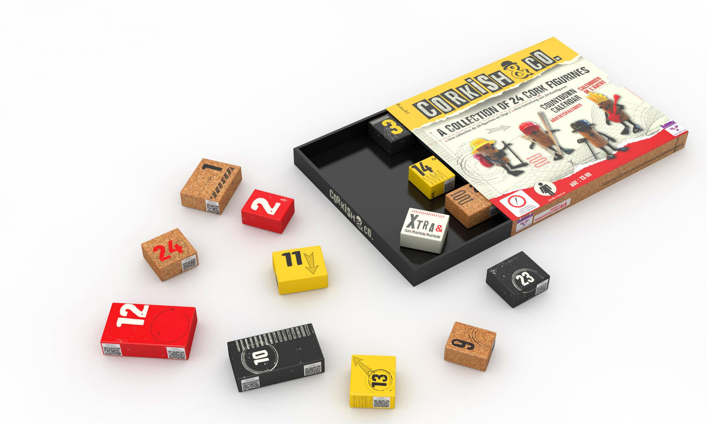 Meet the Corkish & Co.'s Advent Calendar! An amazing collection of 24 unique cork figurines. Open up the daily box to discover a new, adorable Corkish character. Age 13 and above. Gender neutral.