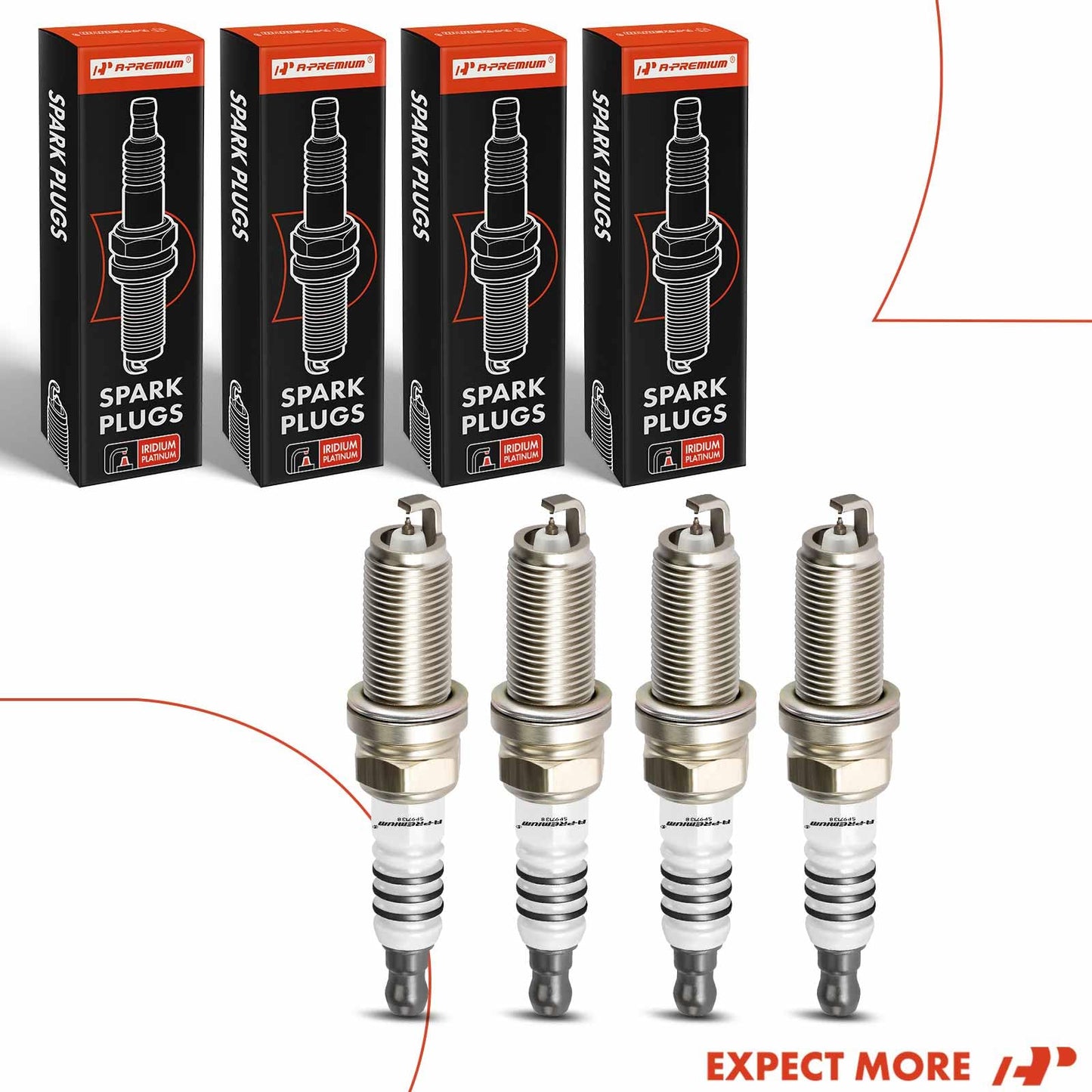 A-Premium 4PCS Iridium Platinum Spark Plugs Compatible with Acura CSX 2006-2011 2.0L, TSX 2004-2008 2.4L & Honda Accord 2003-2007 2.4L, Civic 2002-2005 2.0L, Fit 2007-2014 1.5L