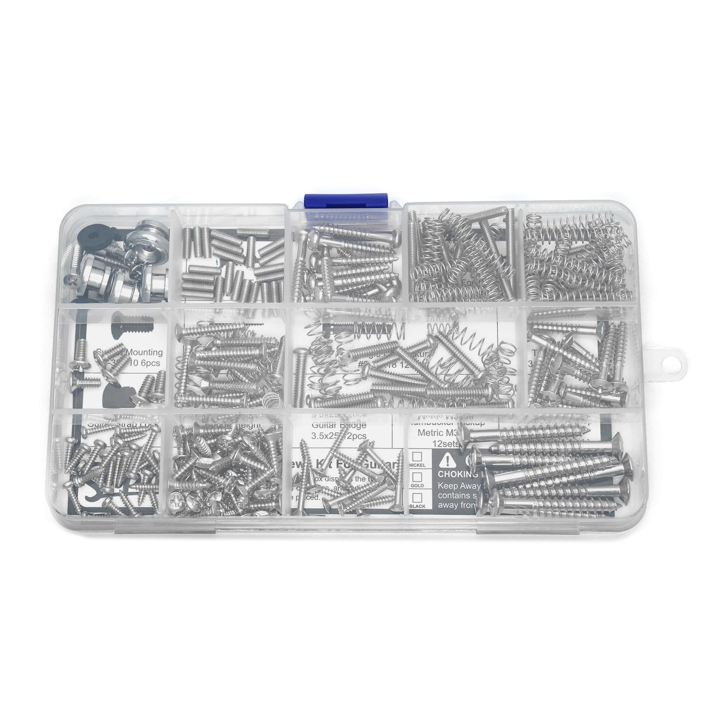 SAPHUE Guitar Screw Kit,201pcs Telecaster Kit, Pickguard Screws， Switch Plate Screws,For Fender/Tele/Strat/Sq,Tuner,Machine Head, Neck Plate,Guitar Strap End Pins,Pickup,Bridge, Guitar Repair Kit